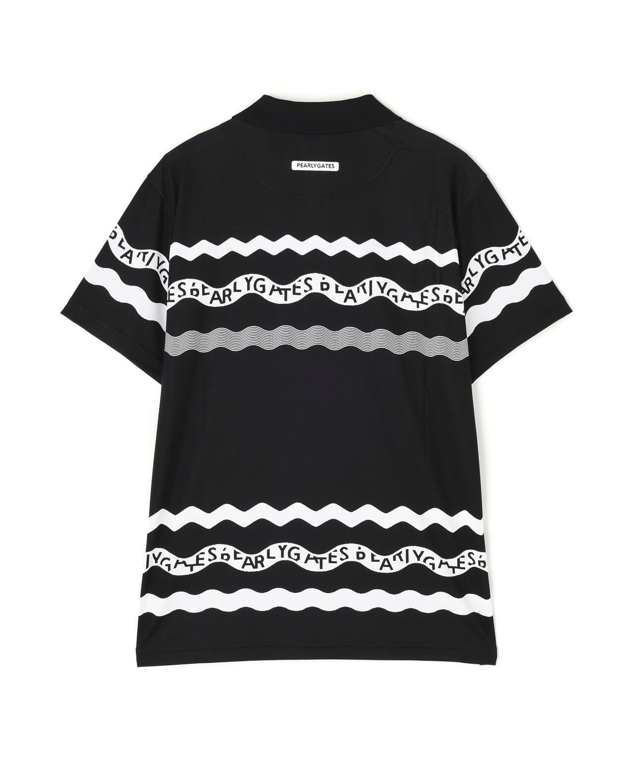 36Gパネルジャガード半袖ポロシャツ <ウェーブロゴボーダー柄>