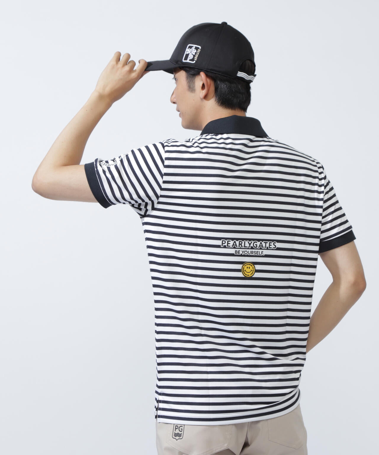 PG is PG ハイゲージストレッチBOXカノコ半袖ポロシャツ <ボーダー柄>