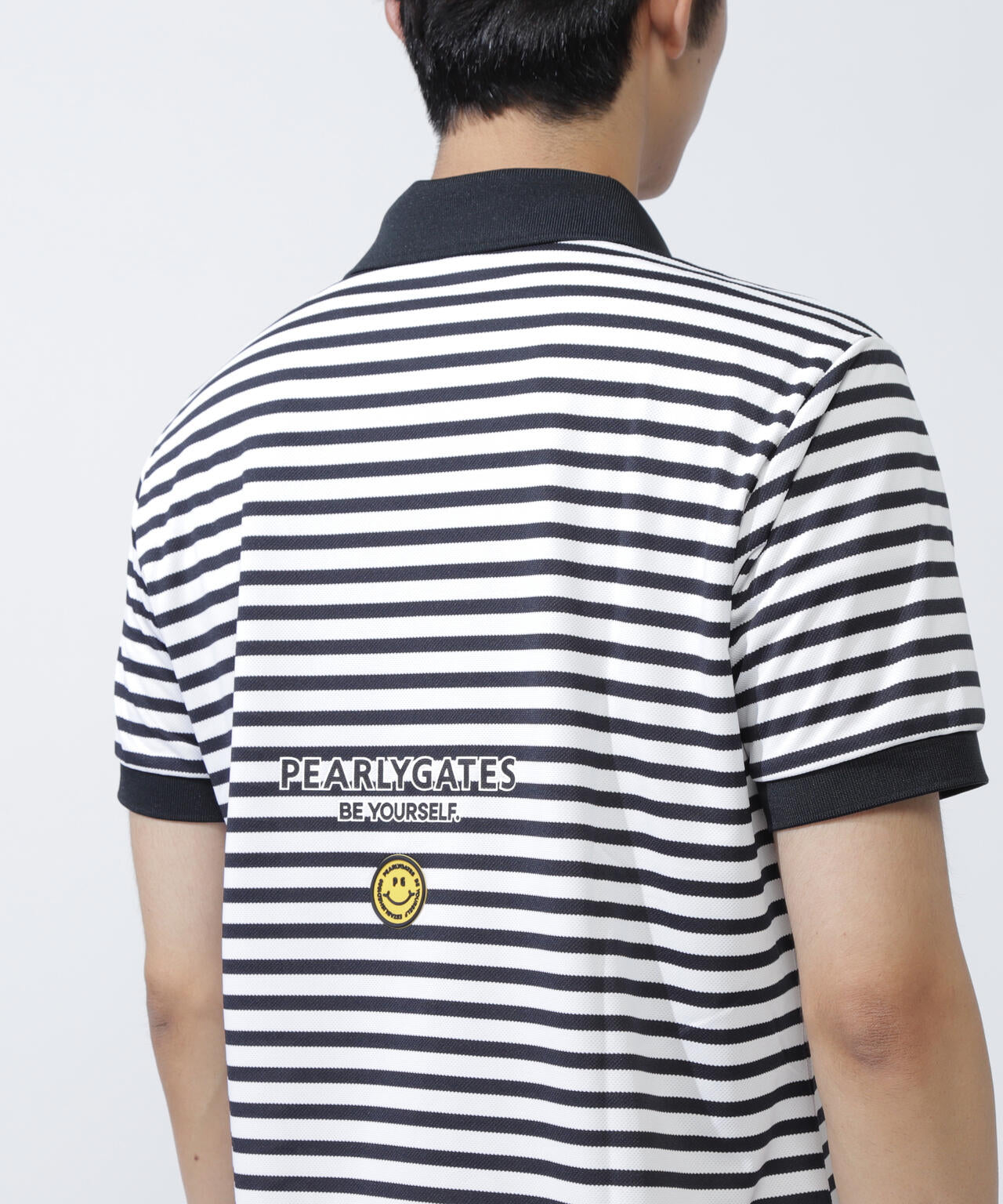 PG is PG ハイゲージストレッチBOXカノコ半袖ポロシャツ <ボーダー柄>