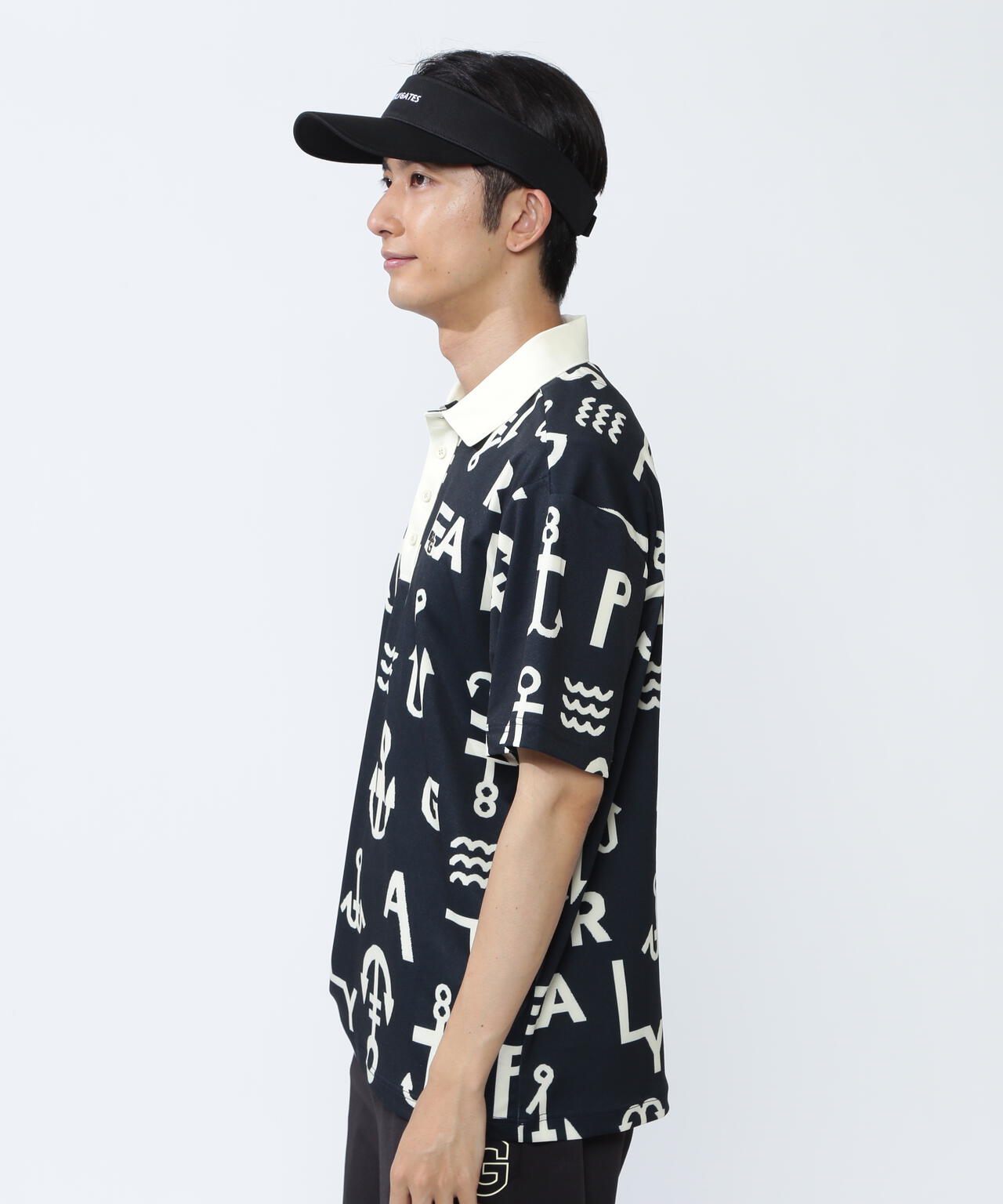 梨地半袖ポロシャツ <アンカーロゴ総柄>