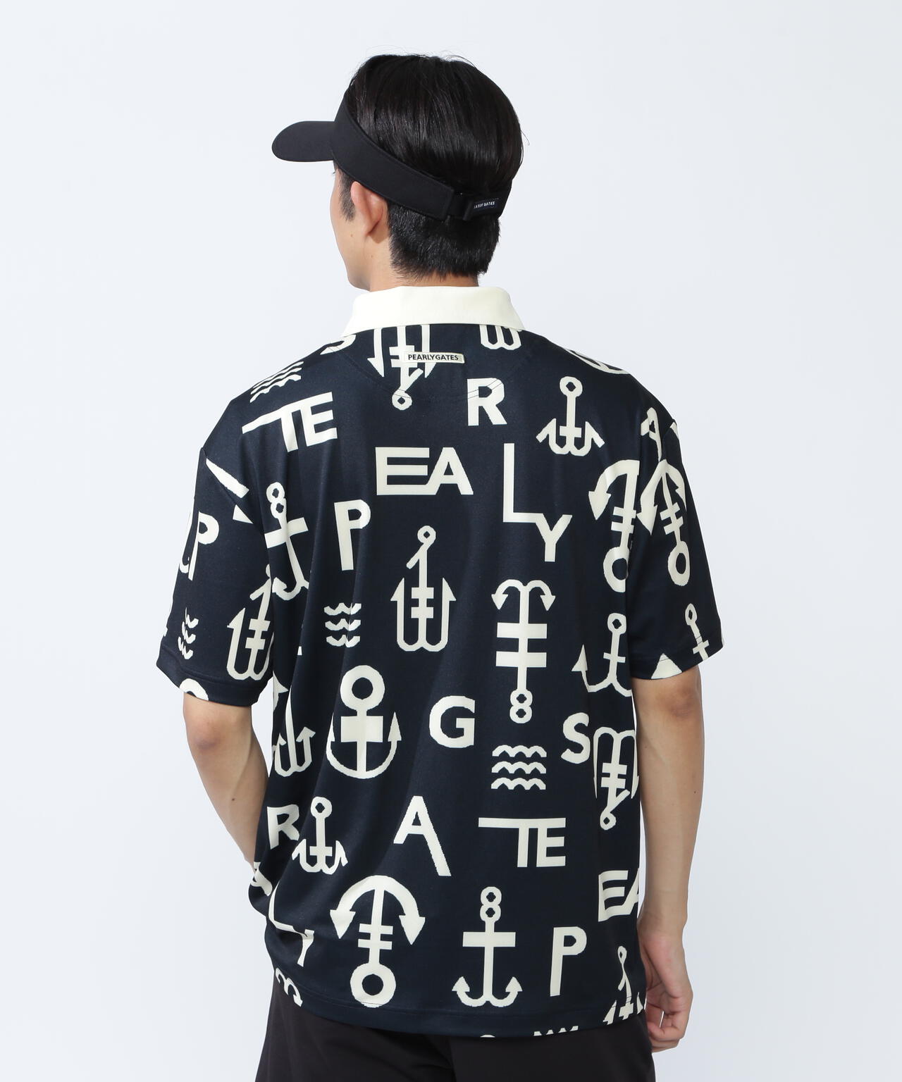 梨地半袖ポロシャツ <アンカーロゴ総柄>