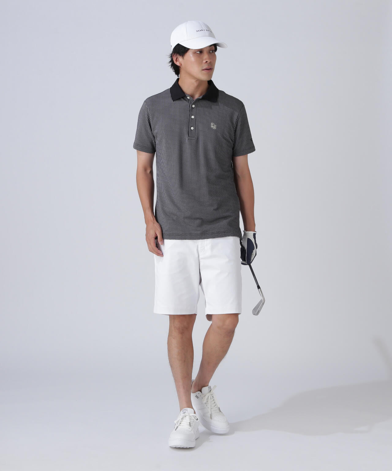 サッカーストライプ半袖ポロシャツ