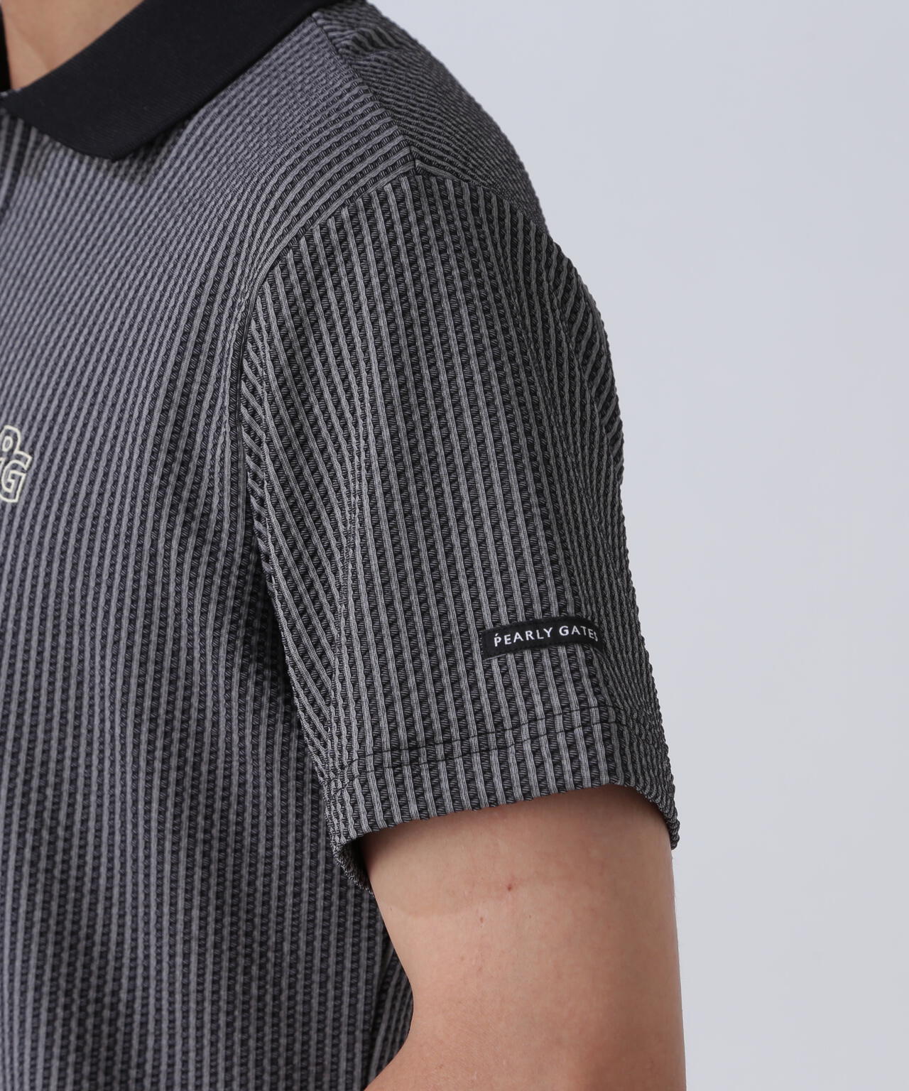 サッカーストライプ半袖ポロシャツ