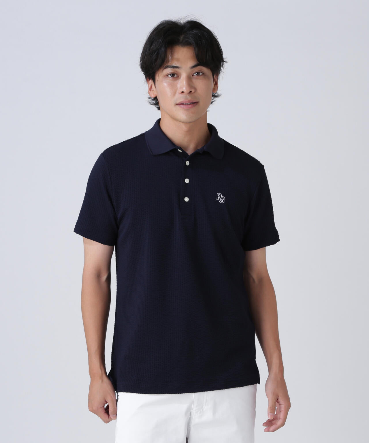 サッカーストライプ半袖ポロシャツ