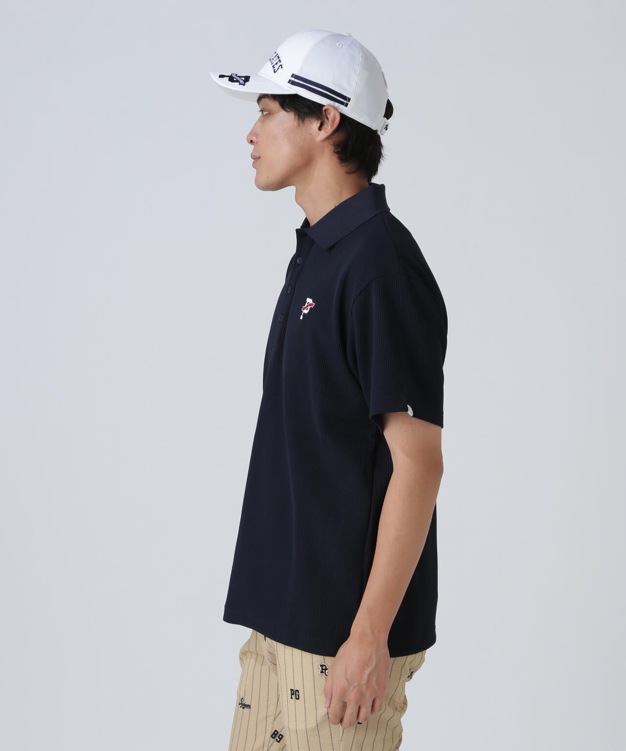 アクセンシャルゼブラワッフル半袖ポロシャツ