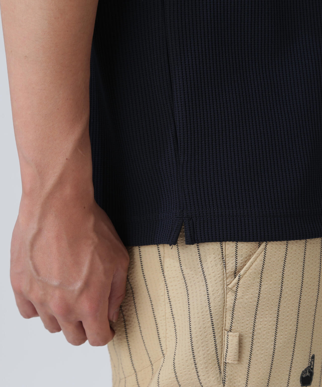 アクセンシャルゼブラワッフル半袖ポロシャツ