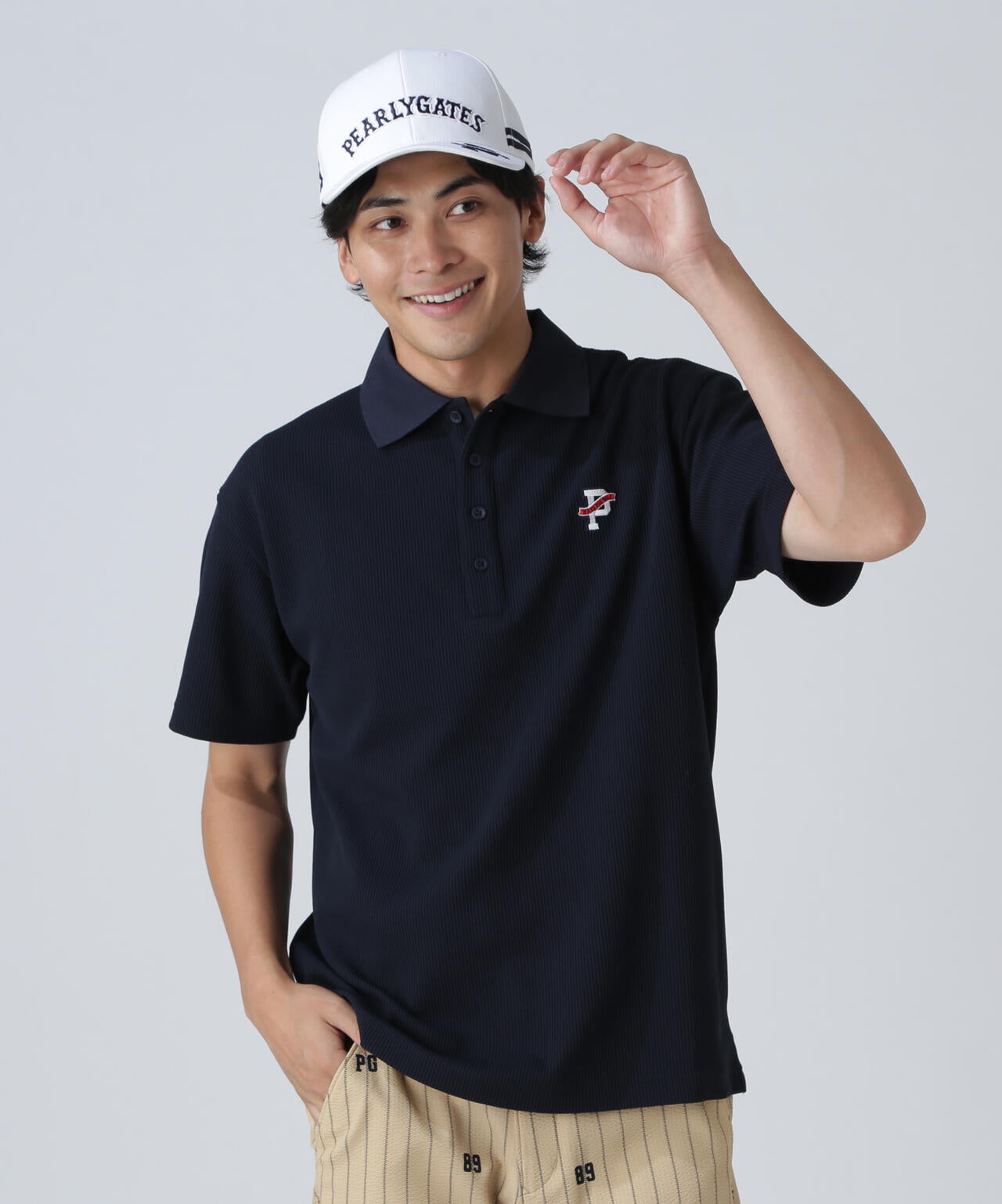 アクセンシャルゼブラワッフル半袖ポロシャツ