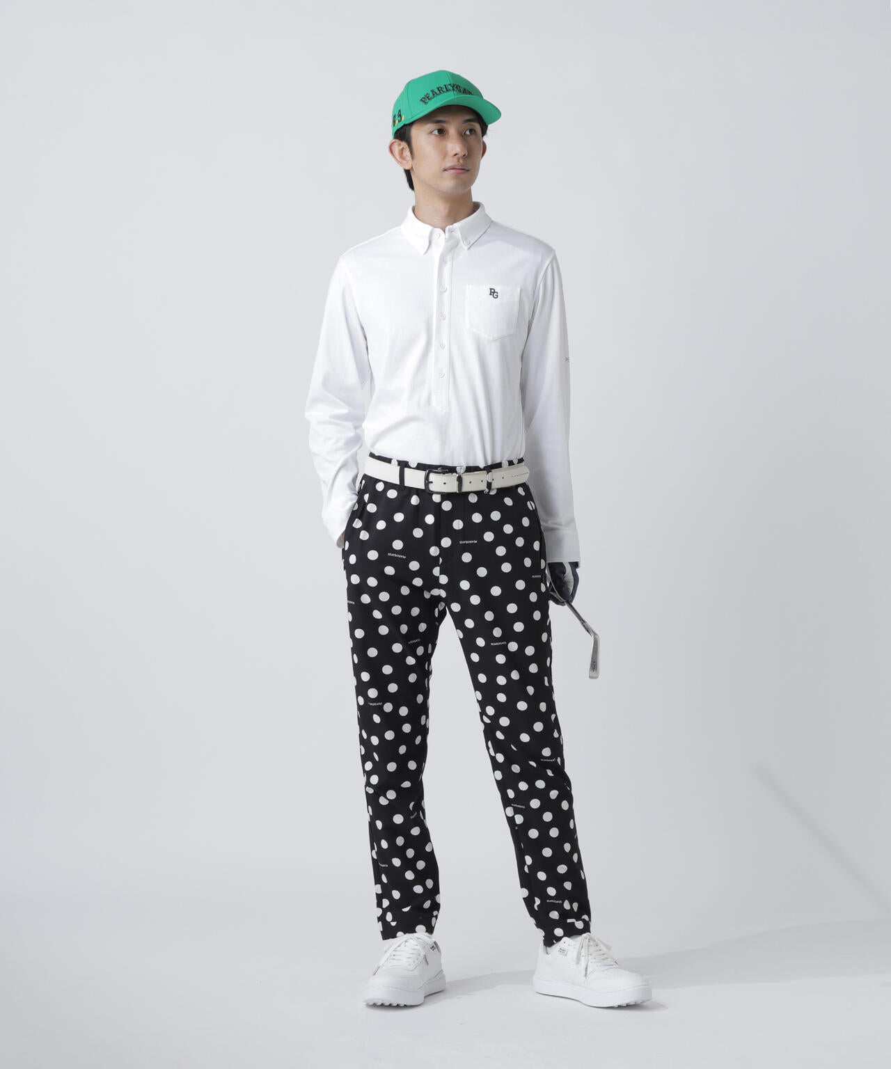 TCドットジャガード長袖ボタンダウンカットソー