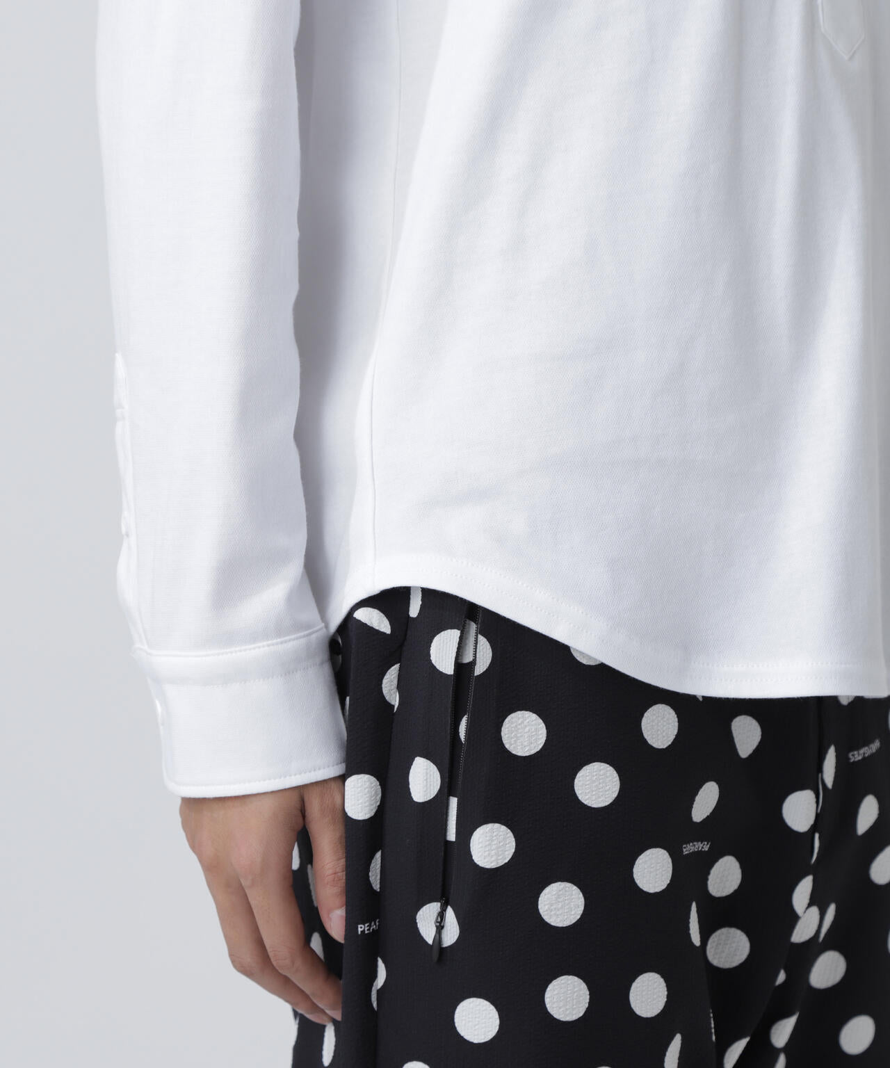 TCドットジャガード長袖ボタンダウンカットソー