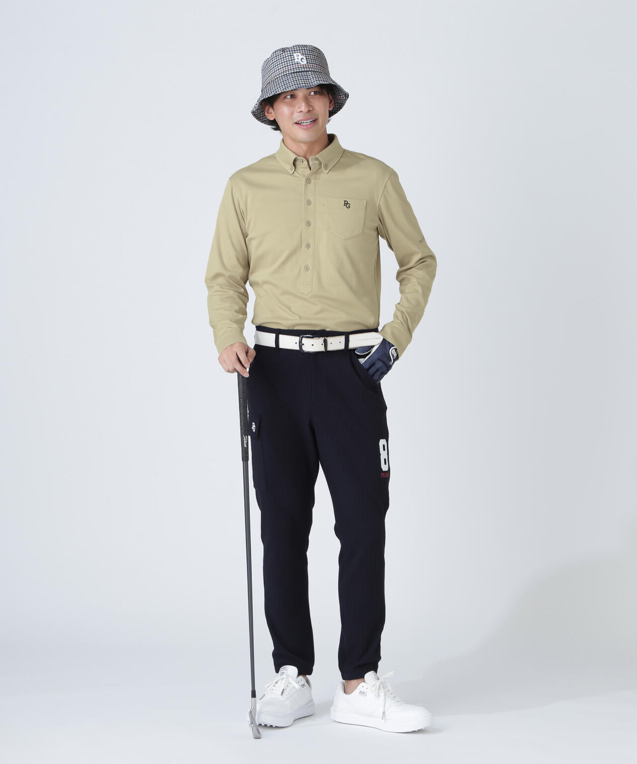 TCドットジャガード長袖ボタンダウンカットソー