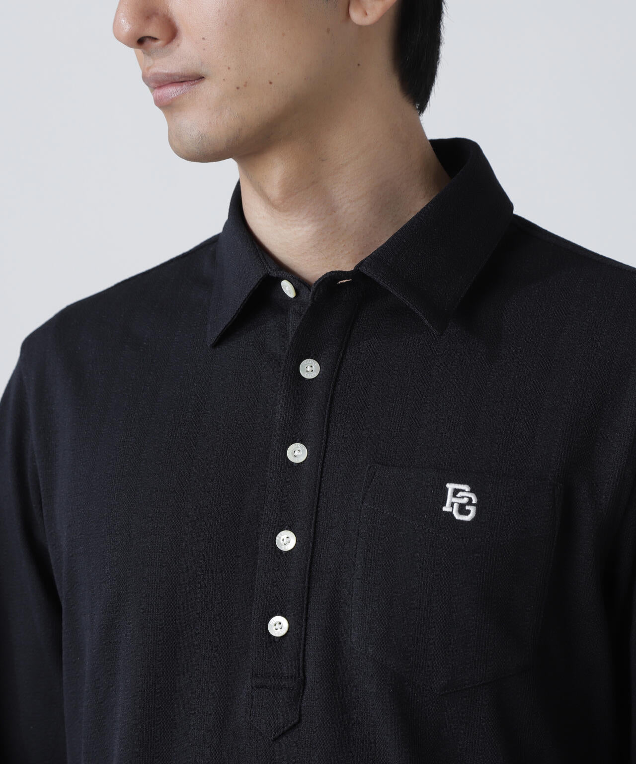 タックジャガードストライプ長袖カットソー