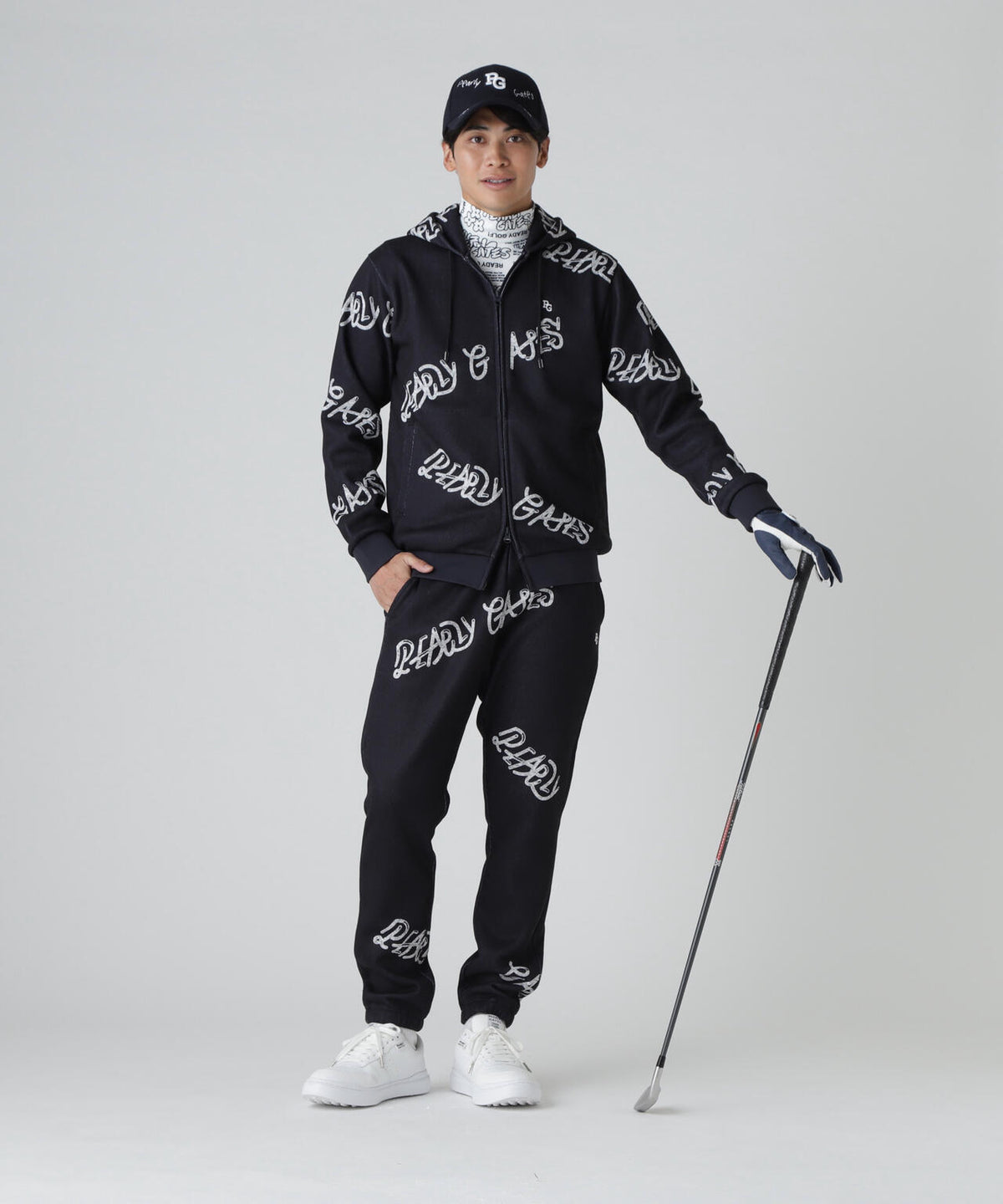 両面起毛ぷにぷにロゴ柄フルジップフーディ