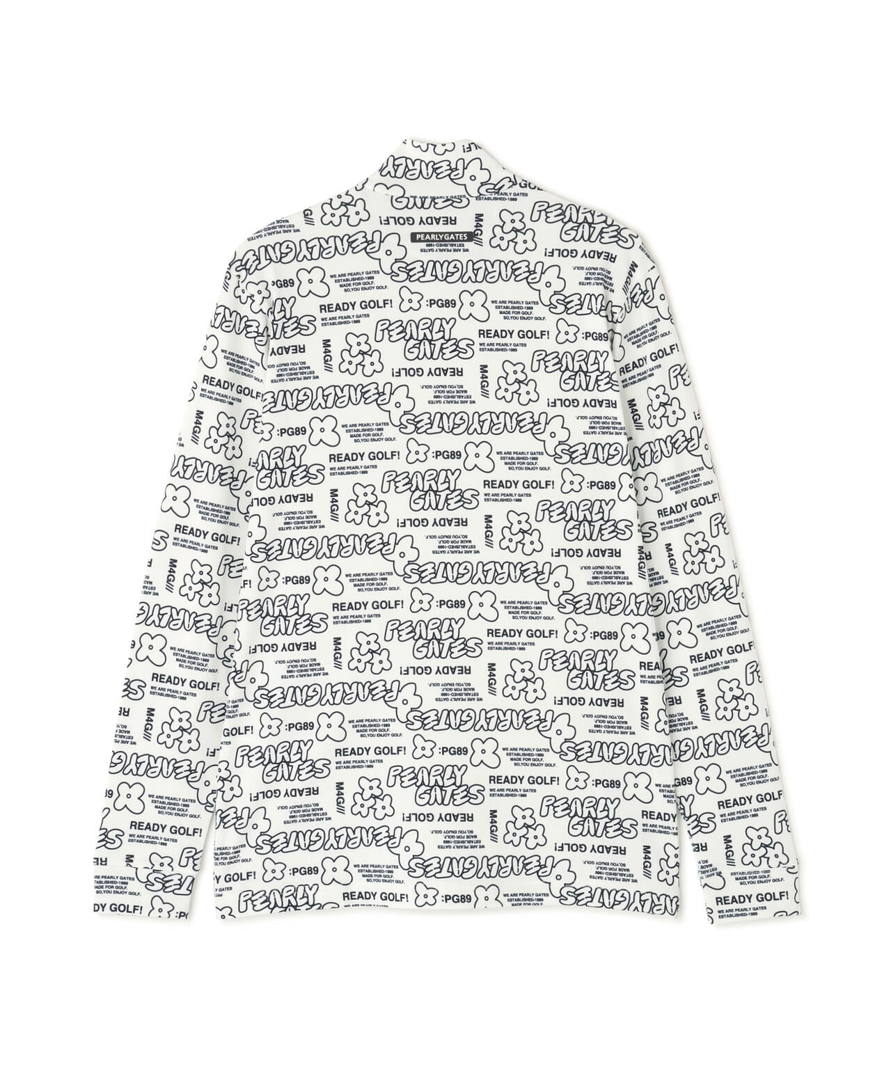 裏起毛ベア天竺長袖ハイネックカットソー <ロゴ×花柄プリント>