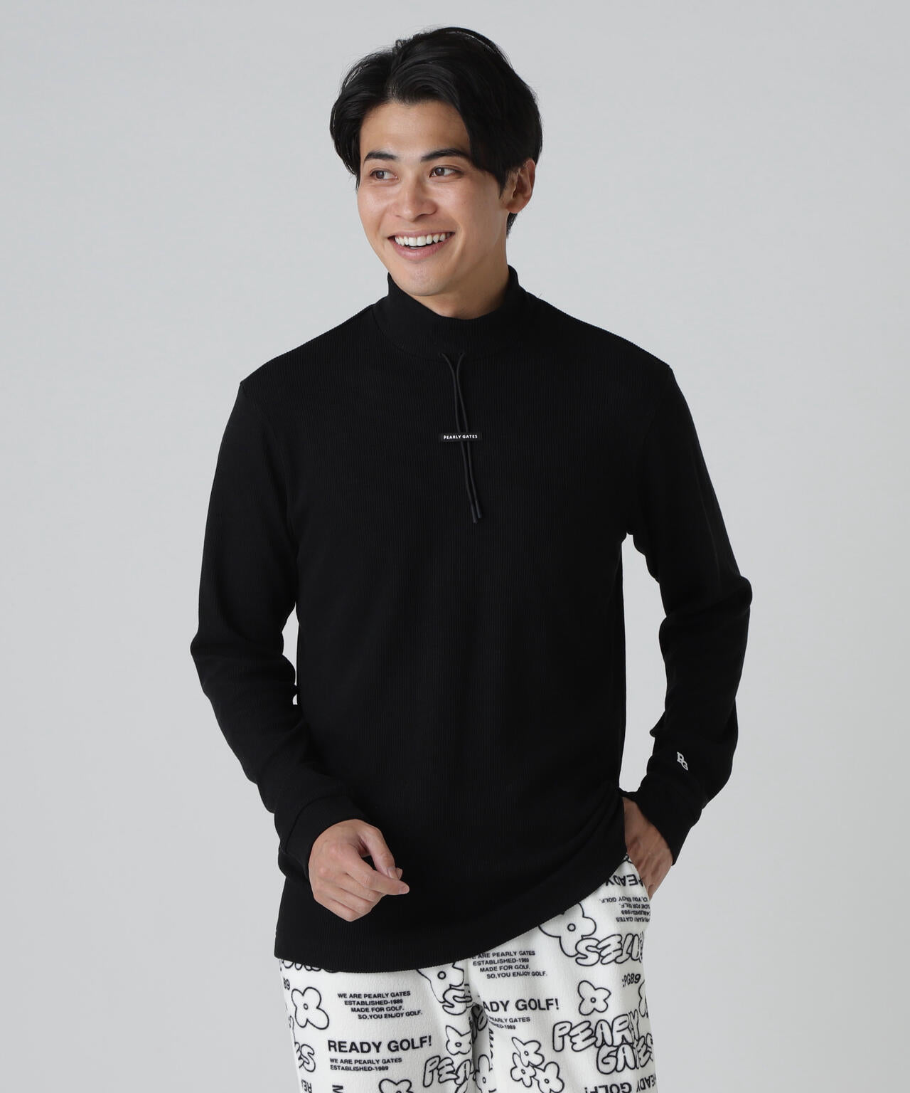 セルヒートリブフェイス長袖モックネックカットソー