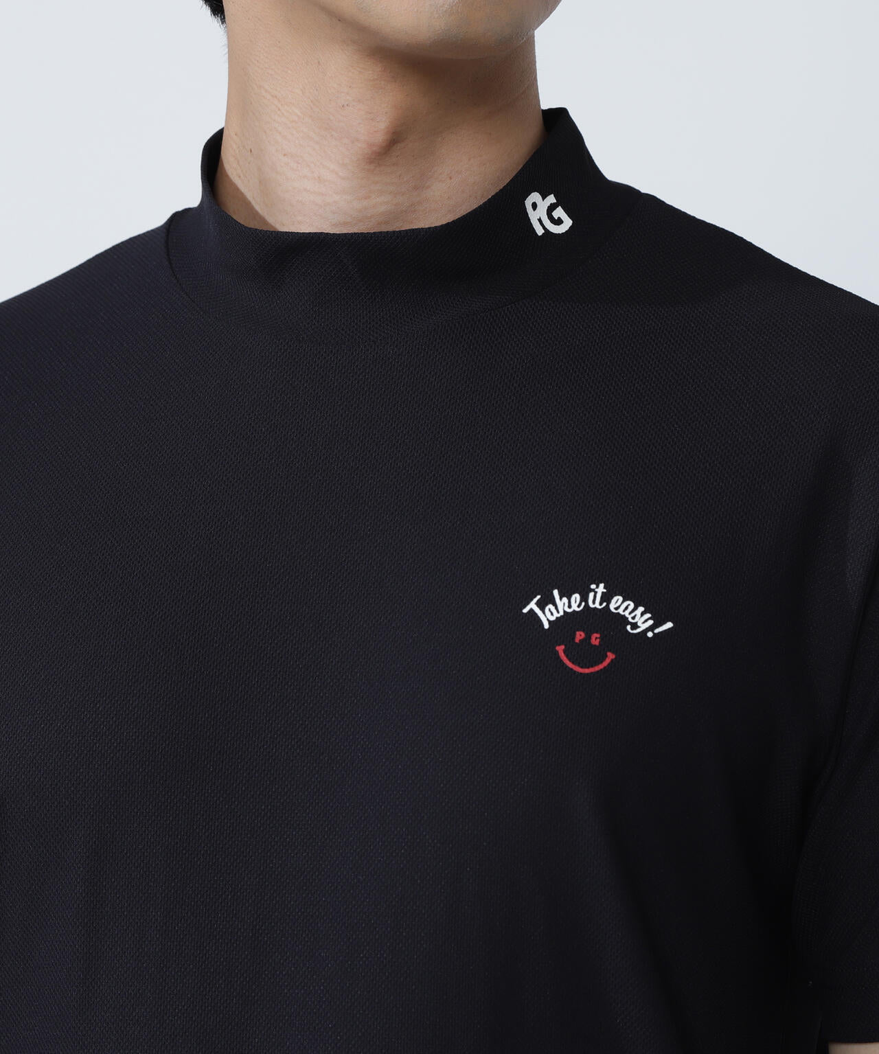 ハニカムカノコ半袖モックネックカットソー