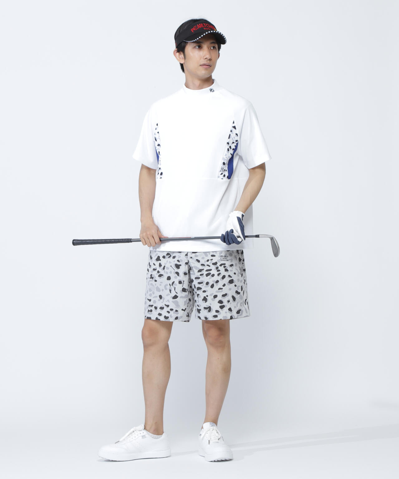 アクアツイストドットメッシュ半袖モックネックカットソー