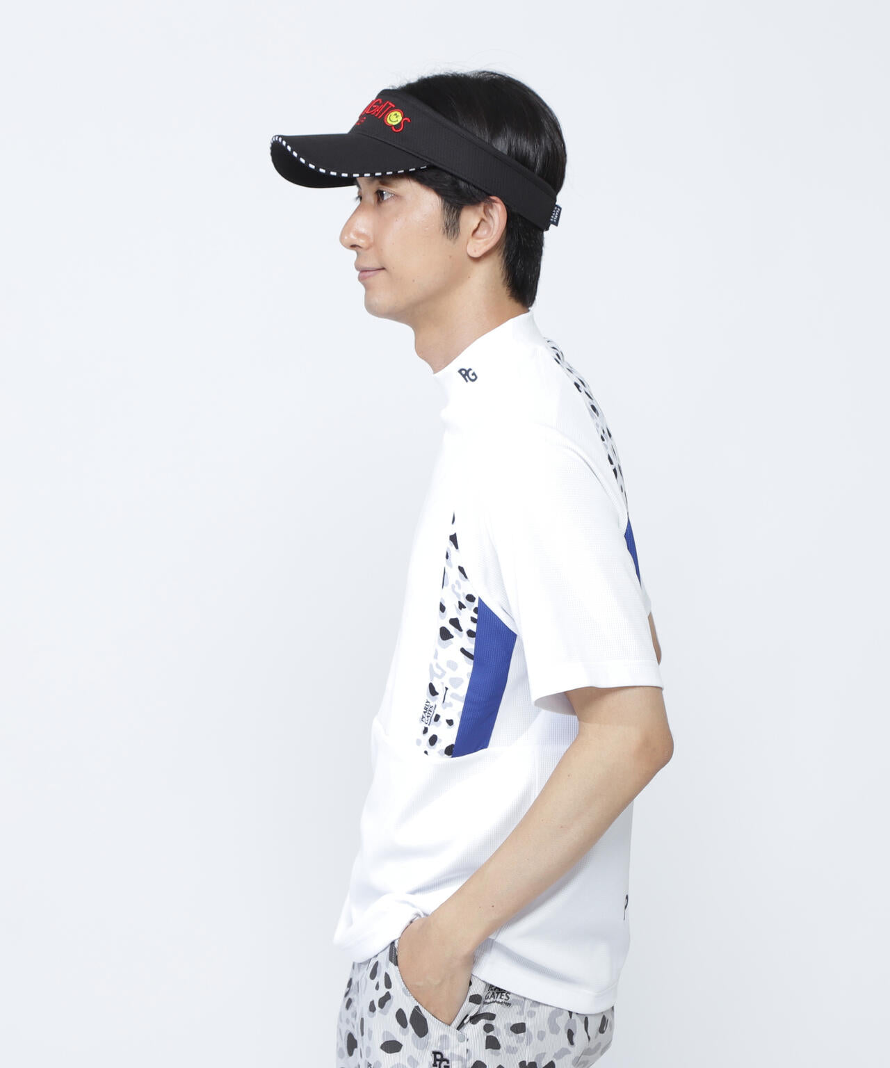 アクアツイストドットメッシュ半袖モックネックカットソー