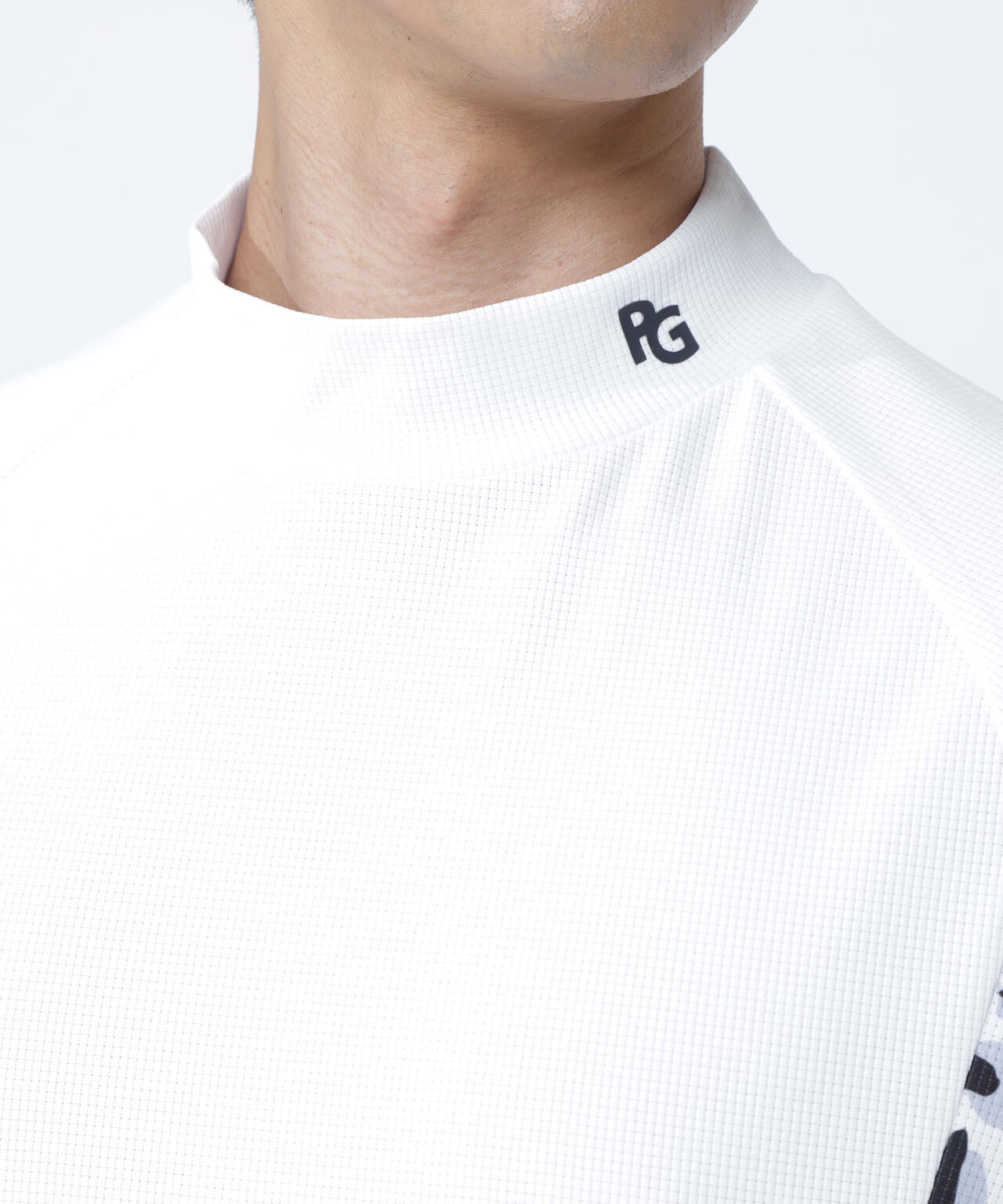 アクアツイストドットメッシュ半袖モックネックカットソー