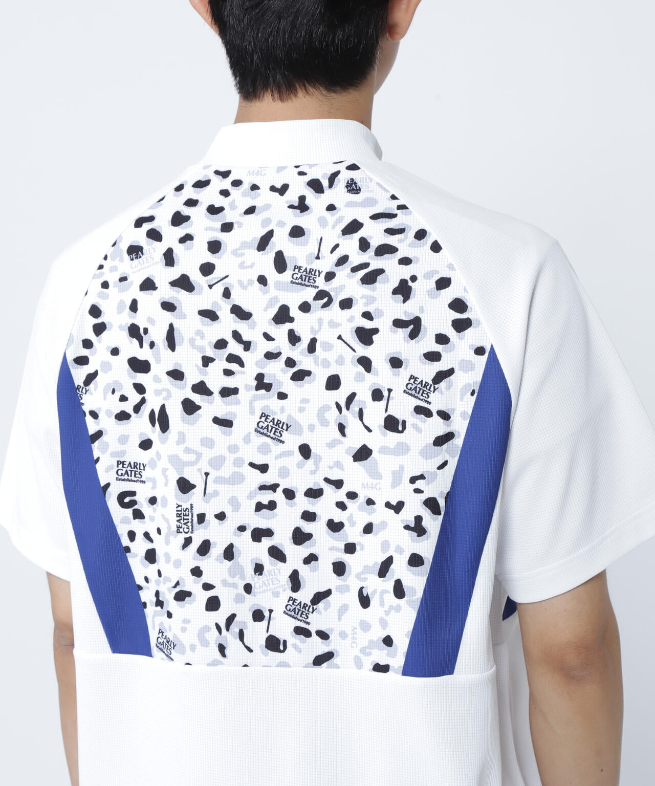 アクアツイストドットメッシュ半袖モックネックカットソー