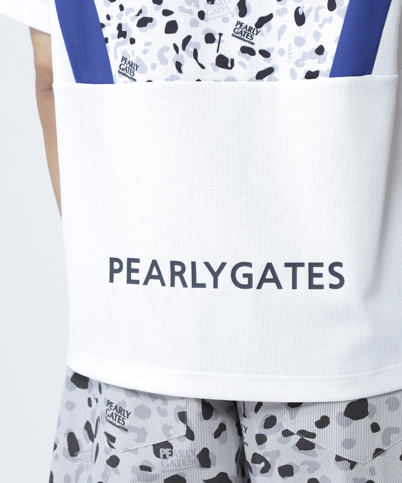 アクアツイストドットメッシュ半袖モックネックカットソー