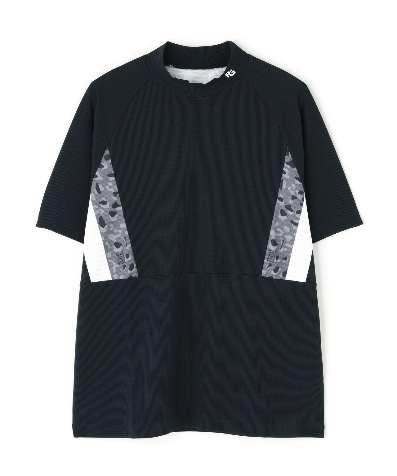 アクアツイストドットメッシュ半袖モックネックカットソー