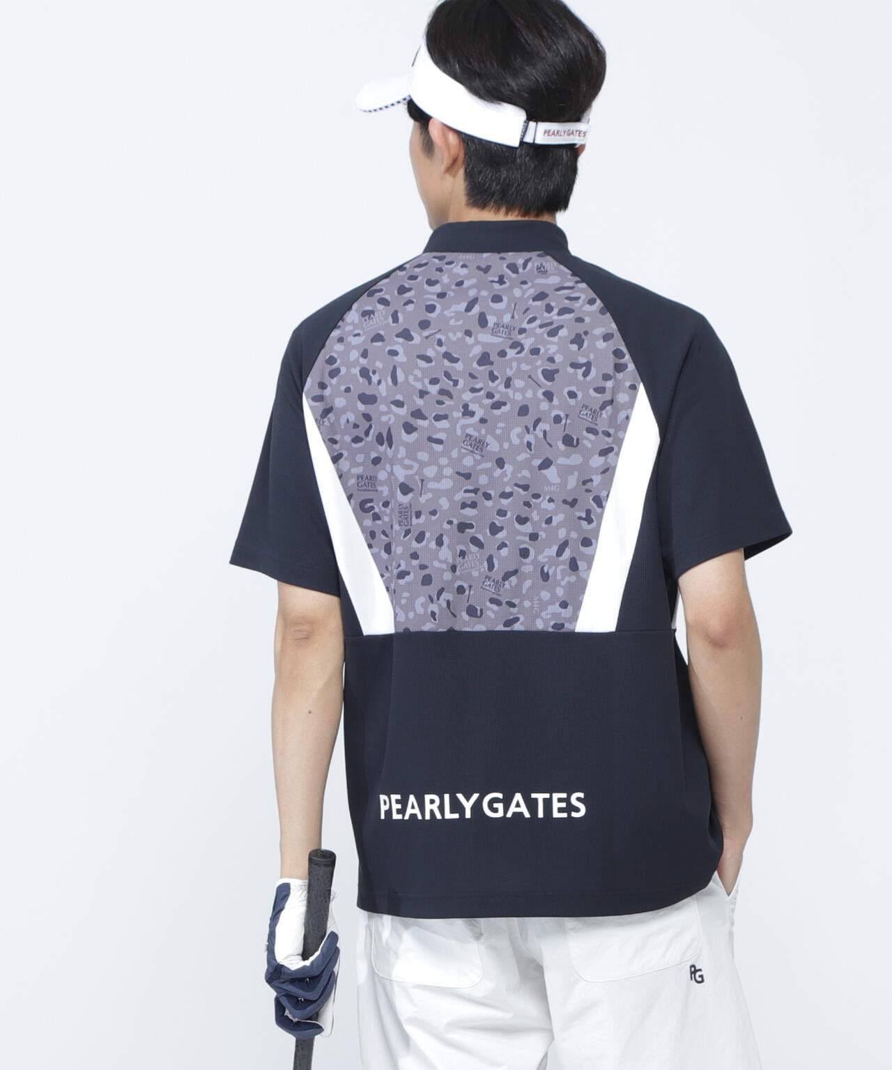 アクアツイストドットメッシュ半袖モックネックカットソー