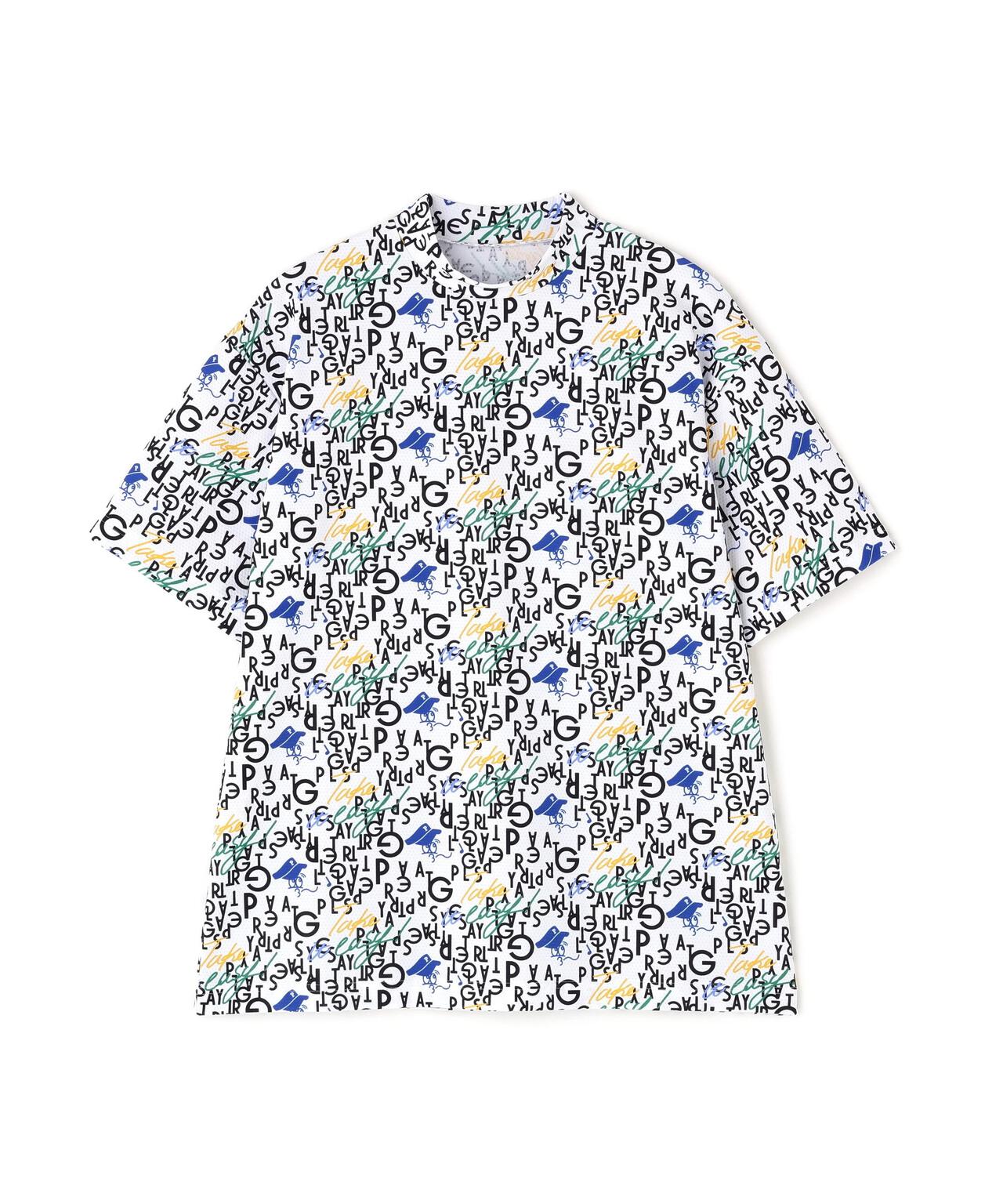 BALLくんロゴ総柄プリント半袖モックネックカットソー