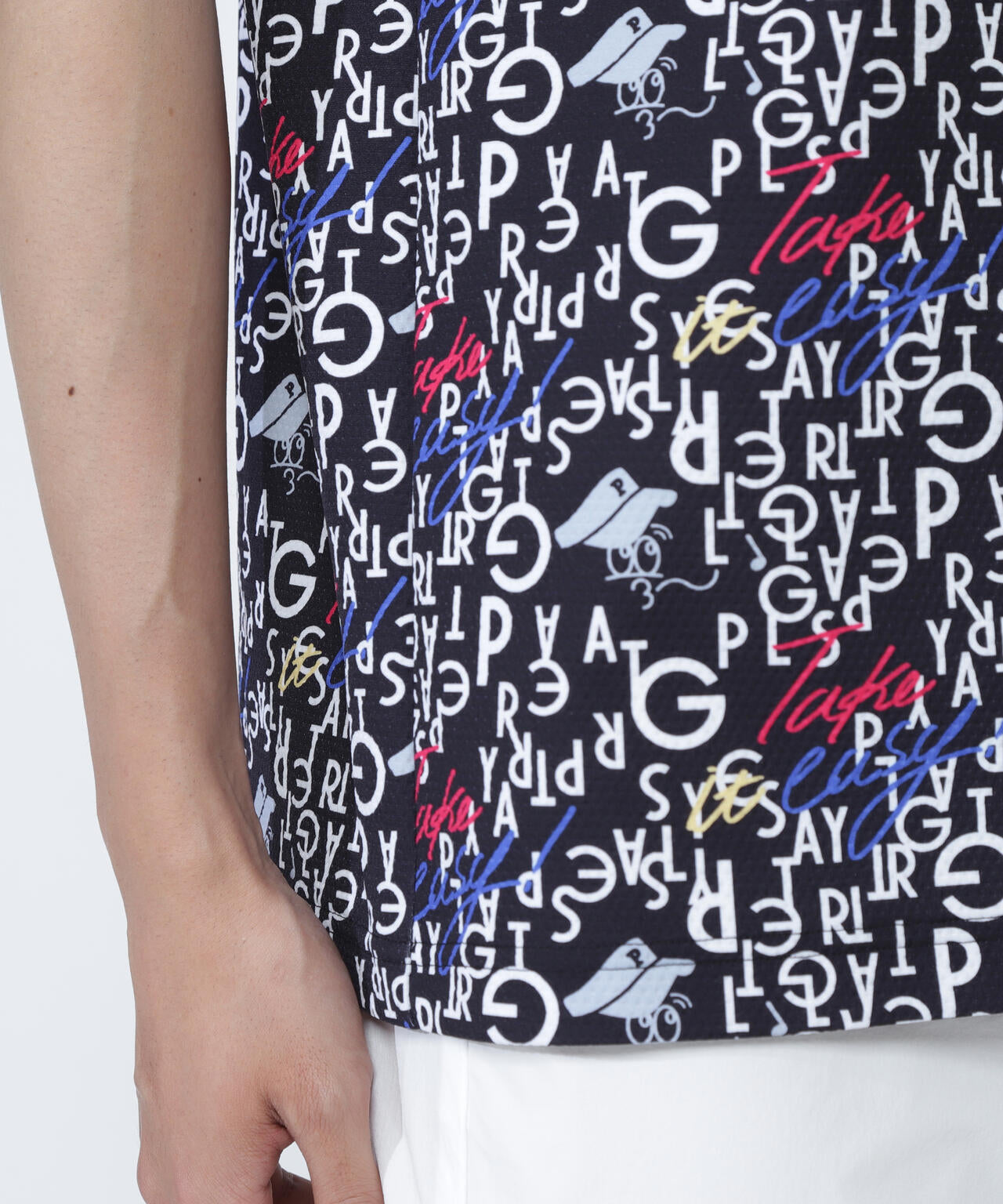 BALLくんロゴ総柄プリント半袖モックネックカットソー