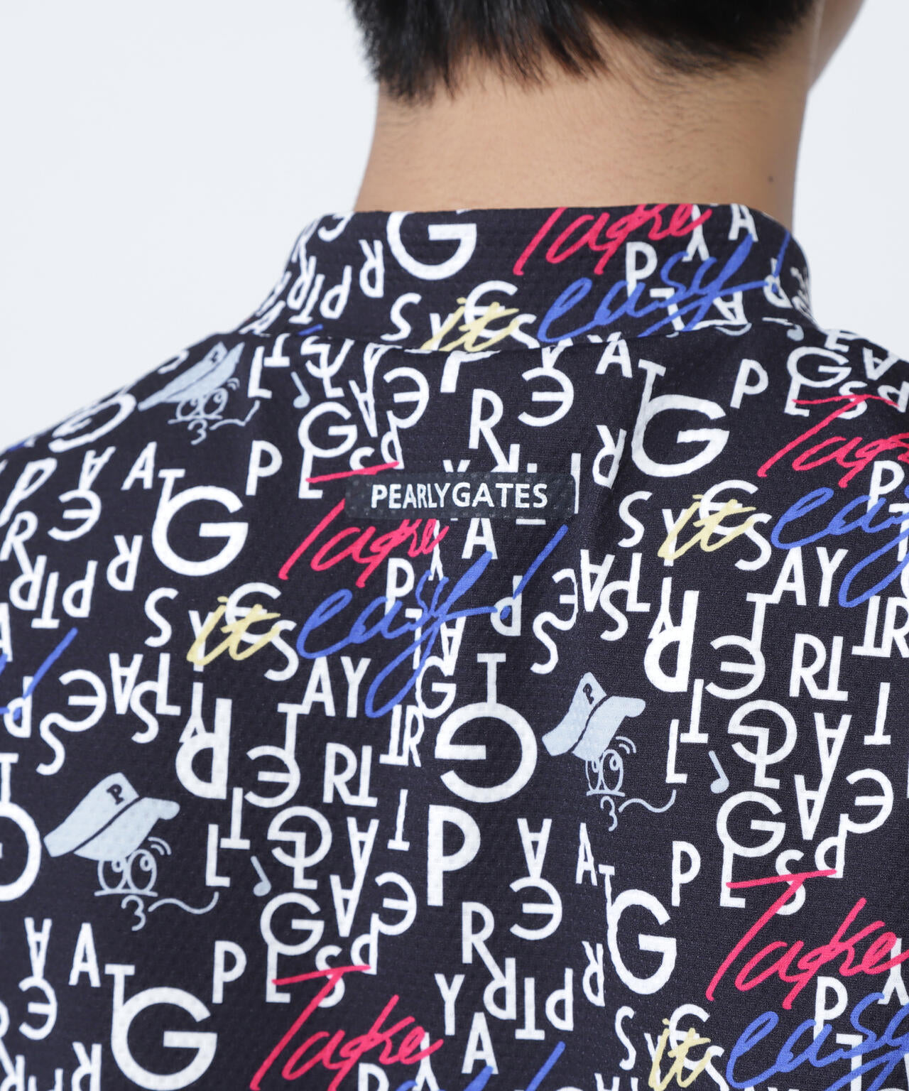 BALLくんロゴ総柄プリント半袖モックネックカットソー