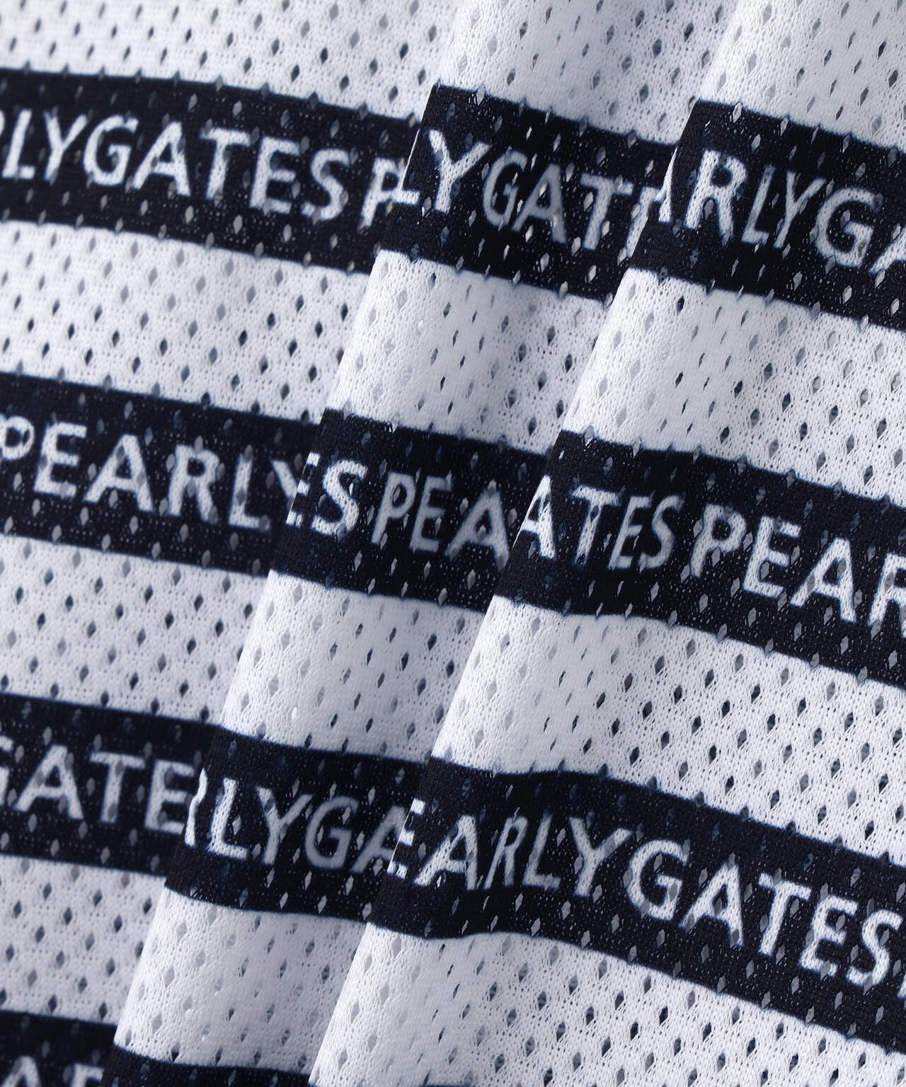 KAZEメッシュ半袖モックネックカットソー <ロゴボーダー柄>