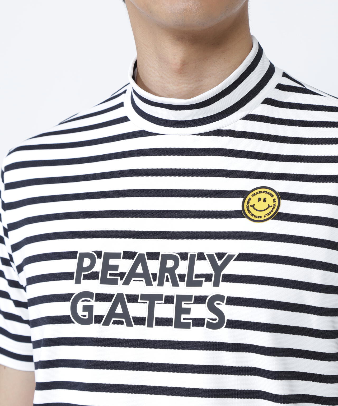 【PG is PG】 ベアカノコ半袖ハイネックカットソー <ボーダー柄>