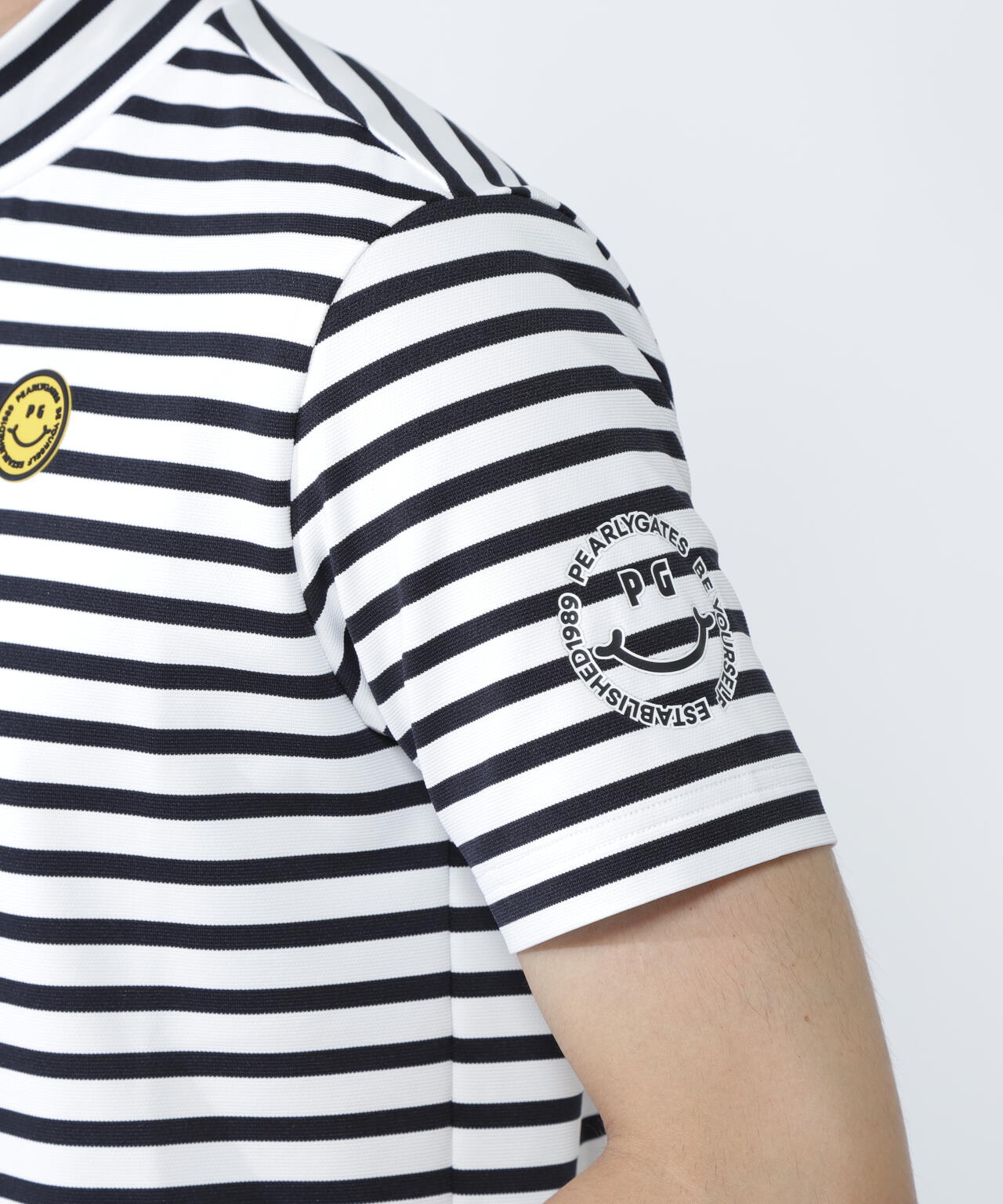 ボーダー柄 PG is PG ベアカノコ半袖ハイネックカットソー <ボーダー柄>