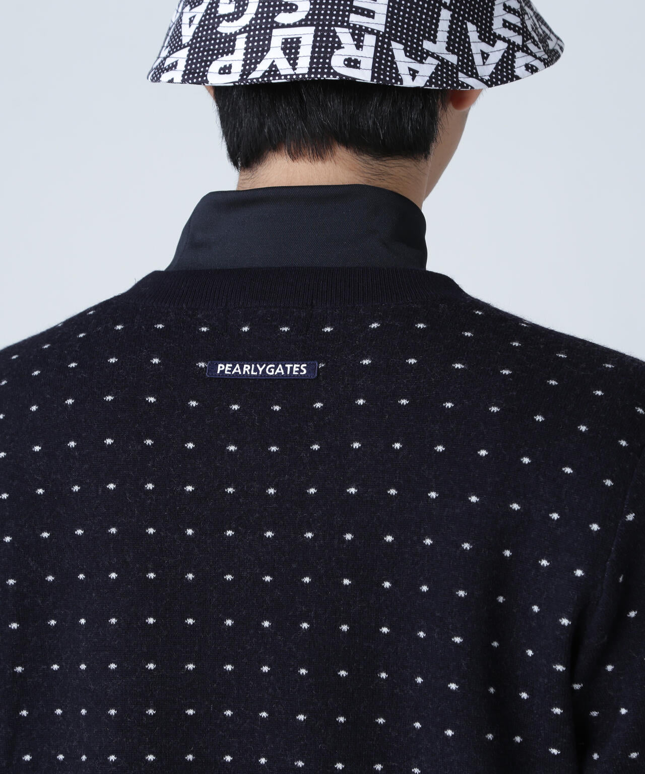 14Gダブルジャガードカシミヤ混クルーネックニットプルオーバー <ミニドット柄>