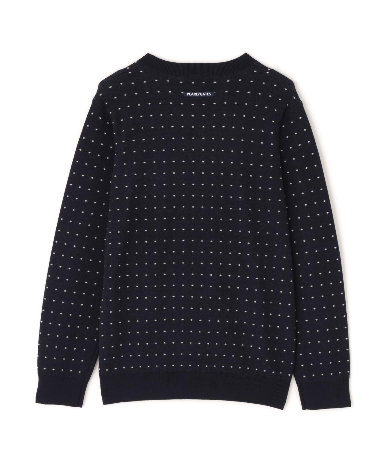 14Gダブルジャガードカシミヤ混クルーネックニットプルオーバー <ミニドット柄>