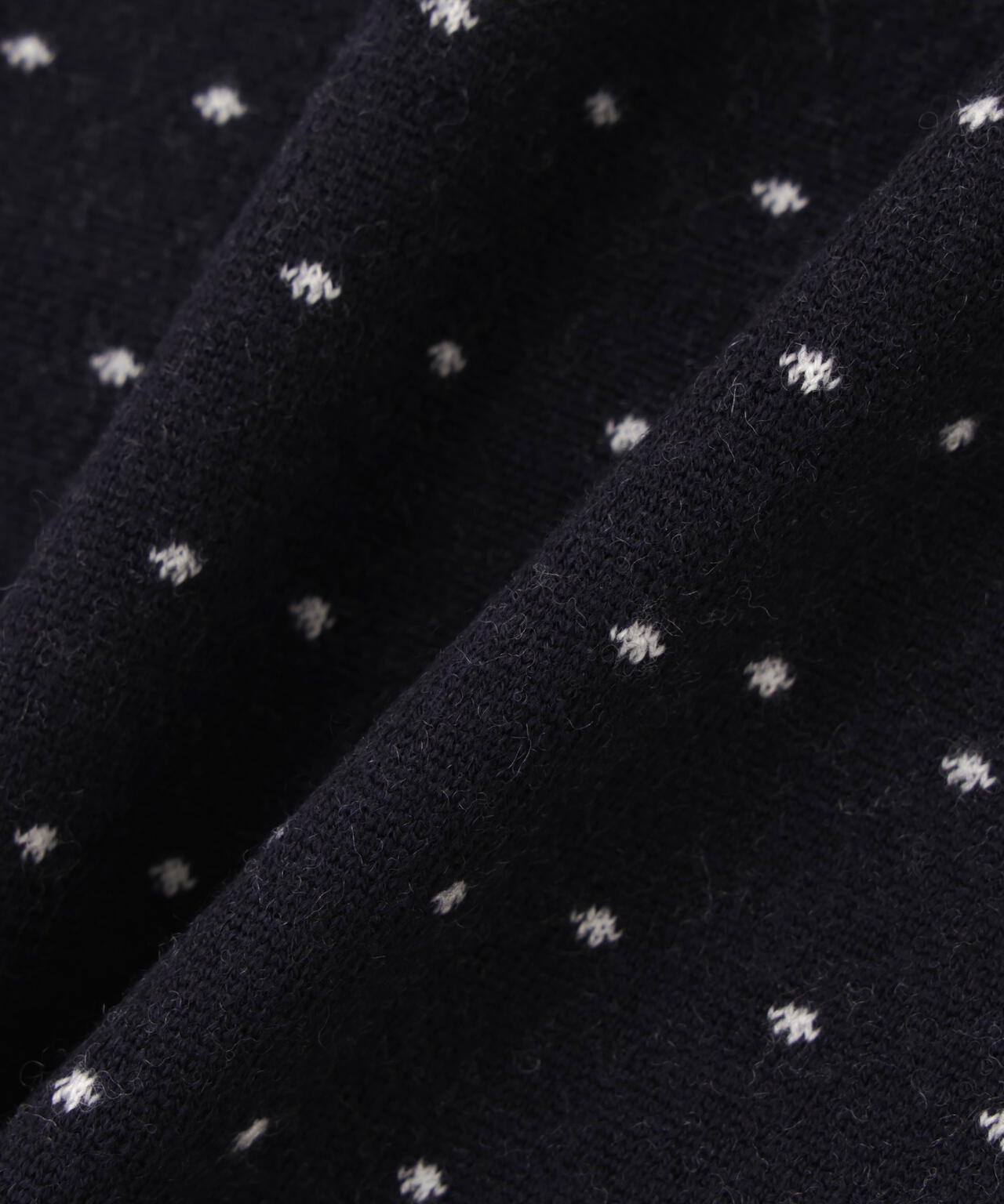 14Gダブルジャガードカシミヤ混クルーネックニットプルオーバー <ミニドット柄>