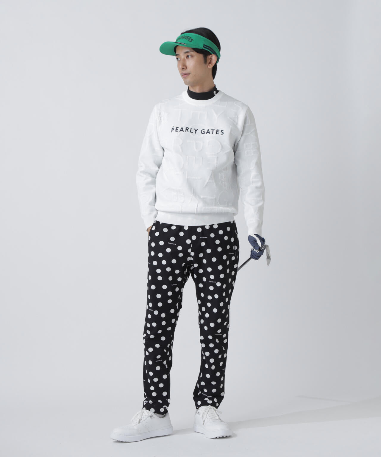 14Gクルーネックニットプルオーバー <ジャガードロゴ総柄>