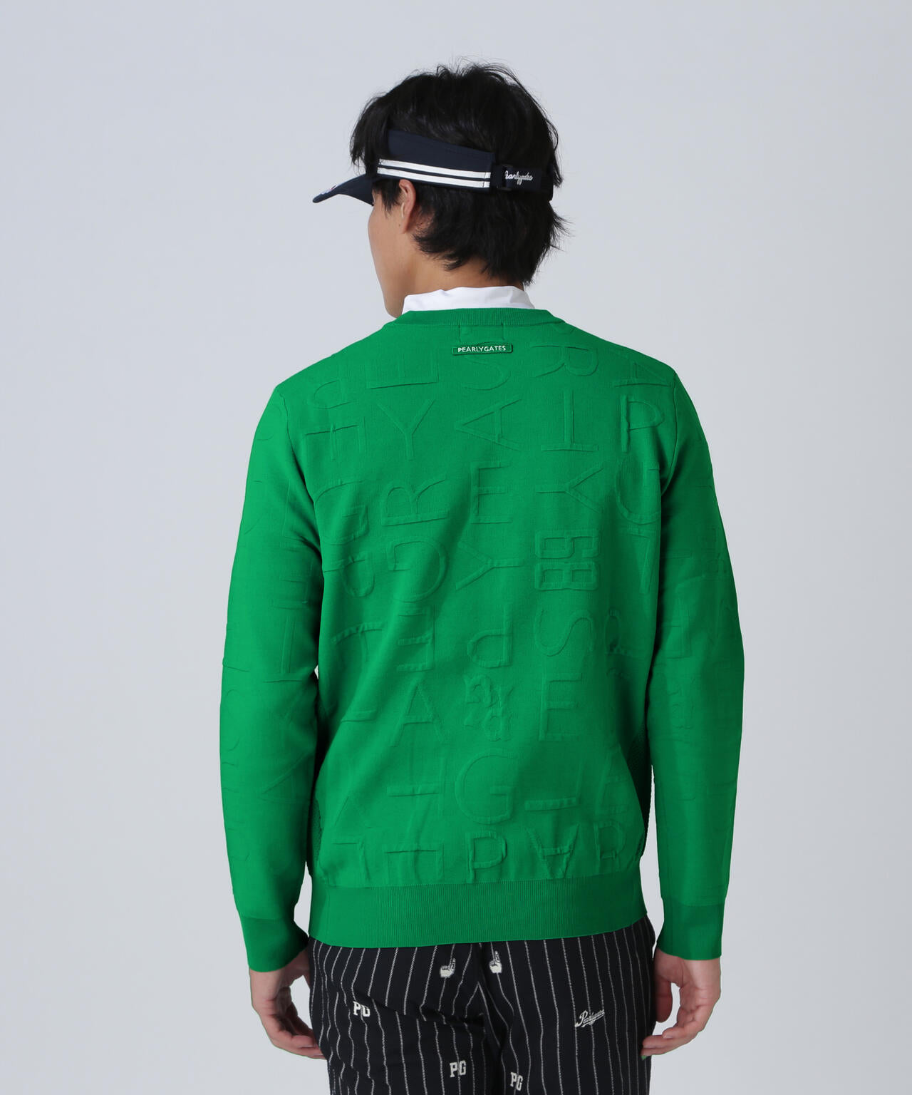 14Gクルーネックニットプルオーバー <ジャガードロゴ総柄>