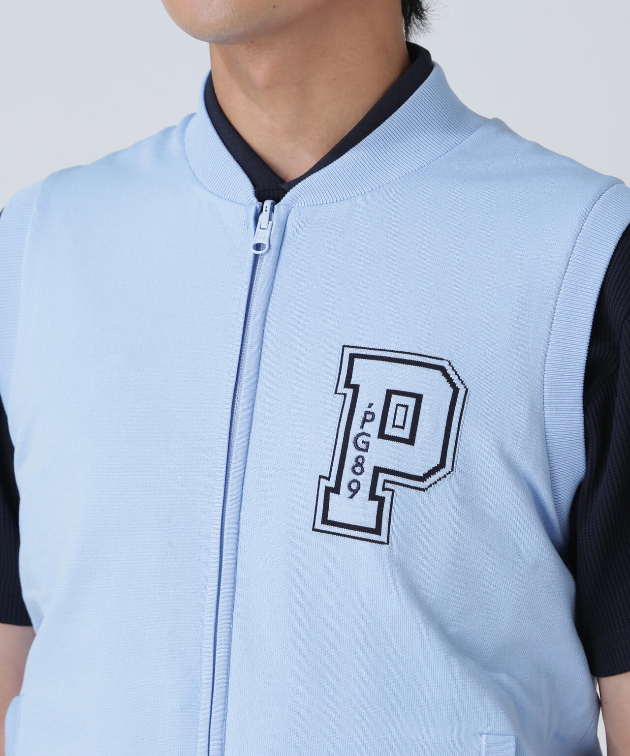 ジャガードリバーシブル フルジップニットベスト