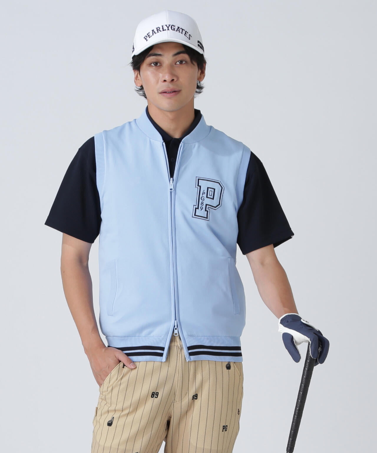 ジャガードリバーシブル フルジップニットベスト