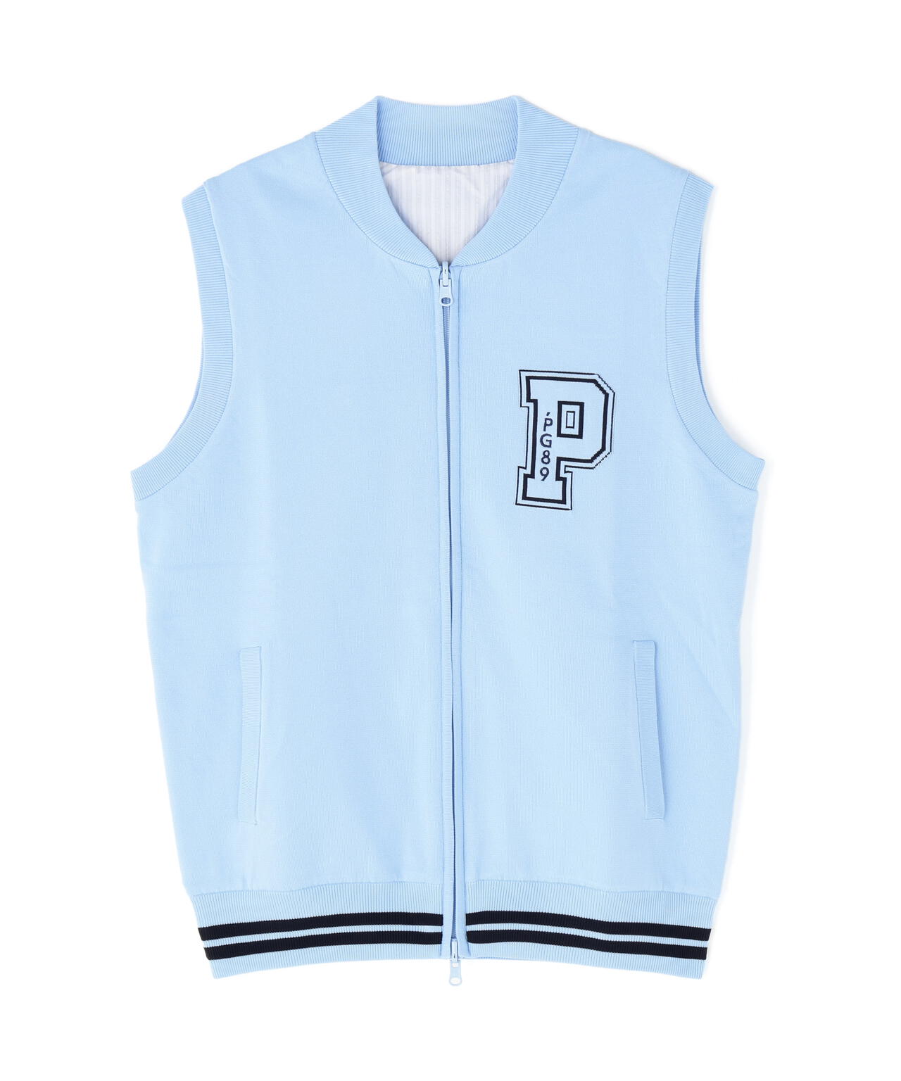 ジャガードリバーシブル フルジップニットベスト