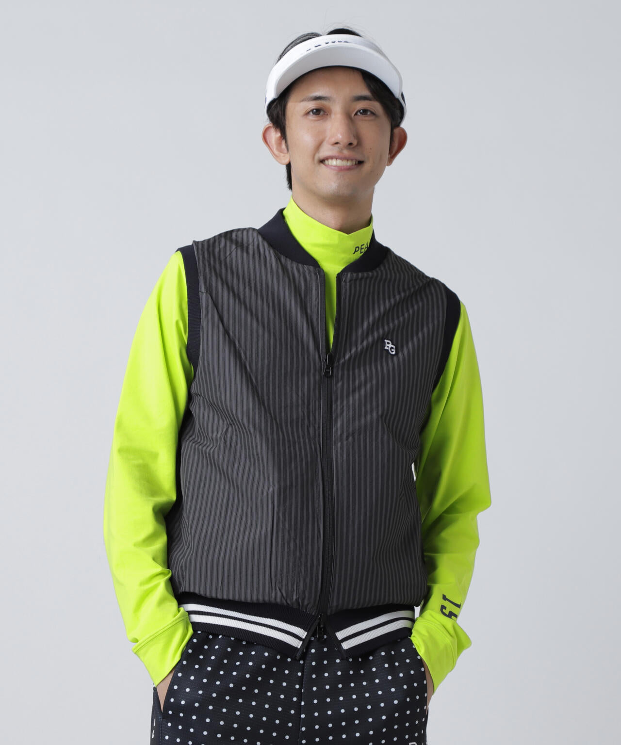 ジャガードリバーシブル フルジップニットベスト