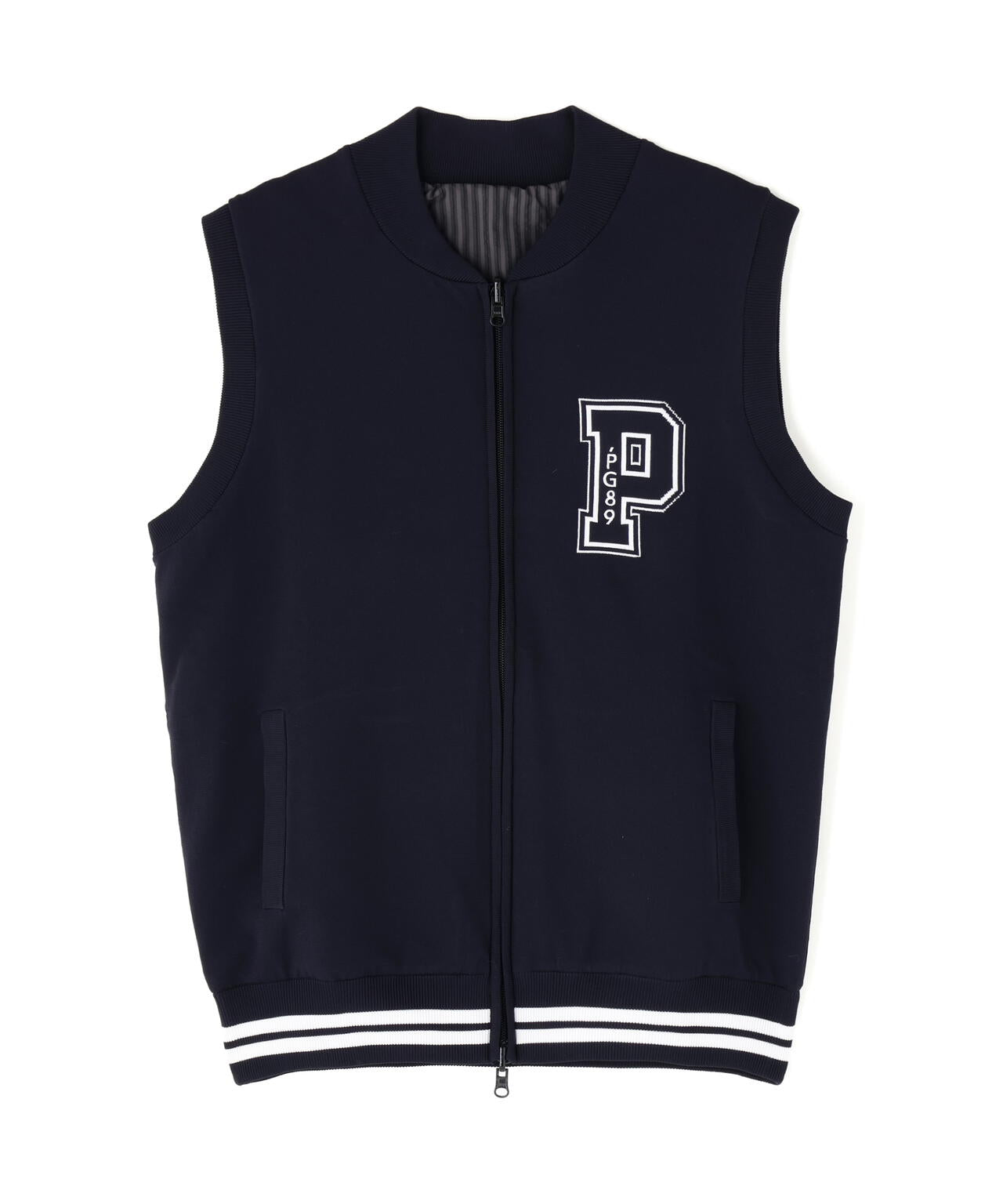 ジャガードリバーシブル フルジップニットベスト