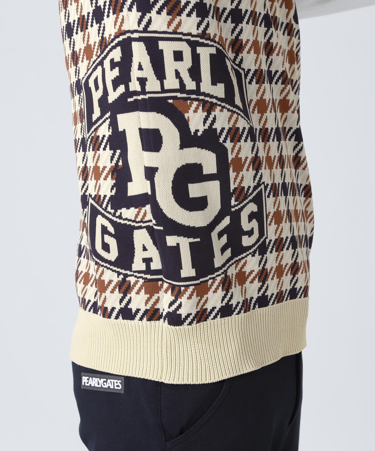 14GジャガードVネックニットベスト <ガンクラブチェック柄>