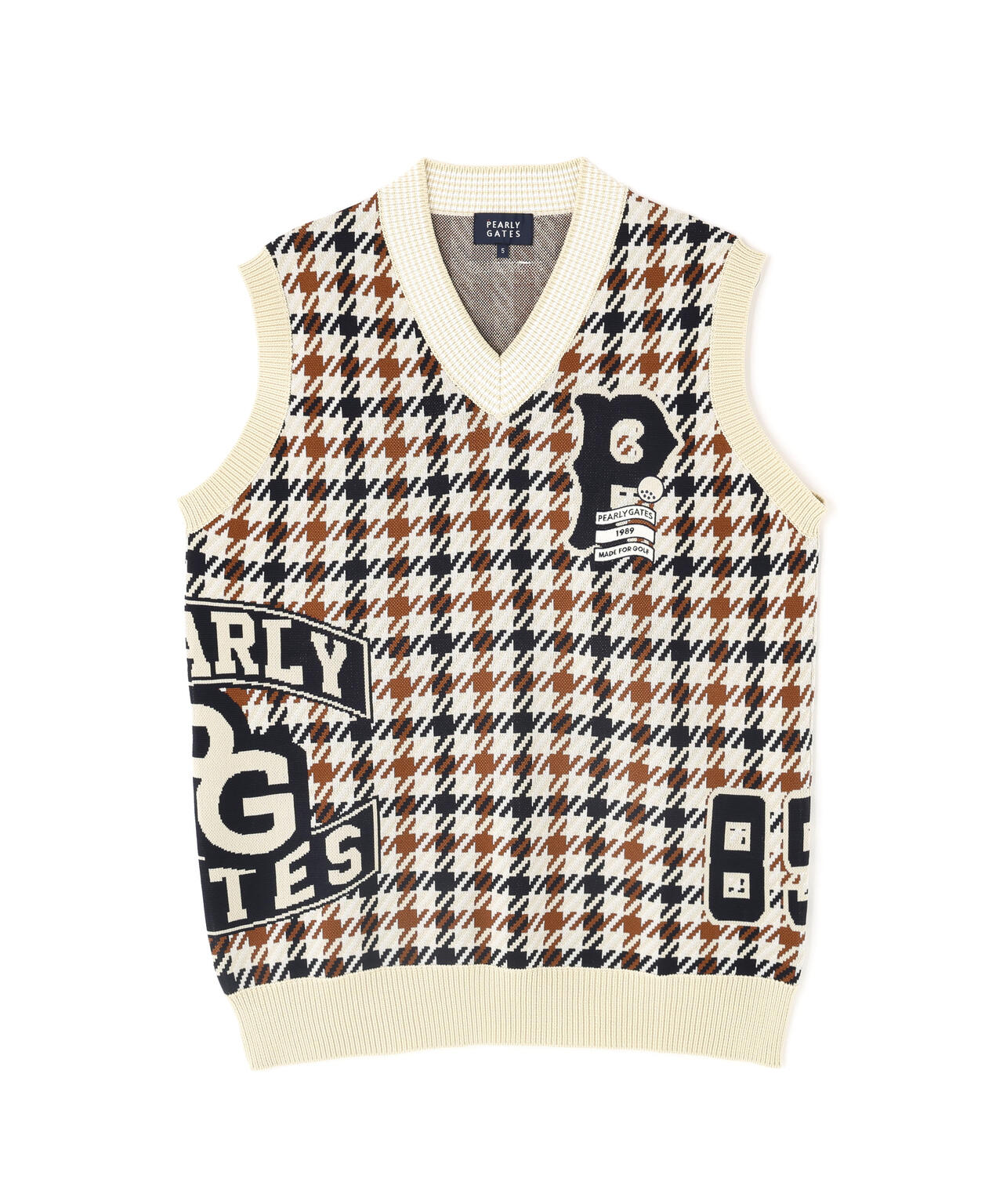 14GジャガードVネックニットベスト <ガンクラブチェック柄>