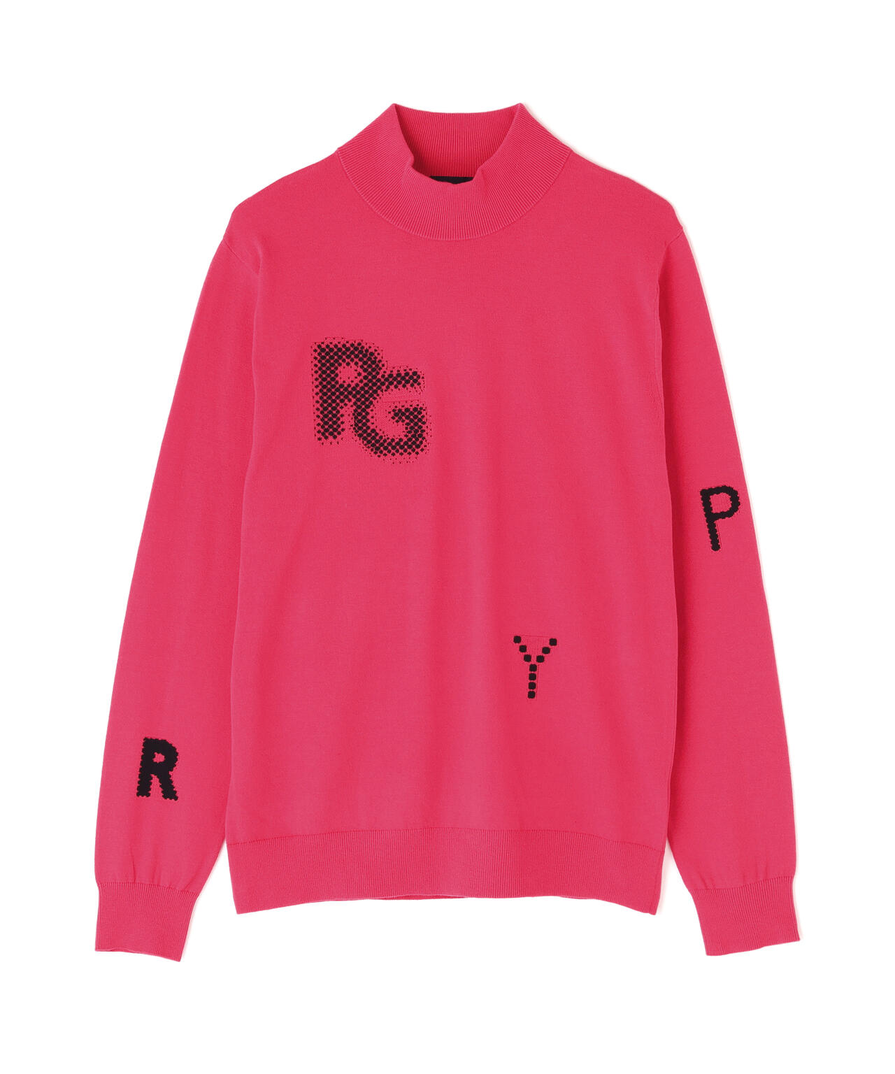 12G部分ジャガードカシミヤタッチコットンハイネックニットプルオーバー