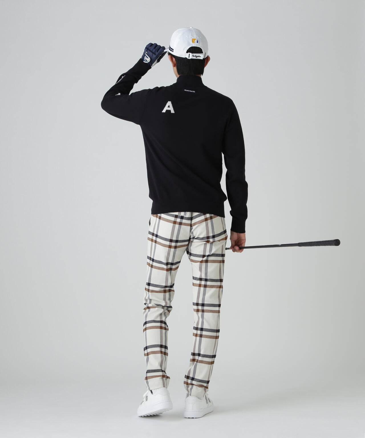 12G部分ジャガードカシミヤタッチコットンハイネックニットプルオーバー