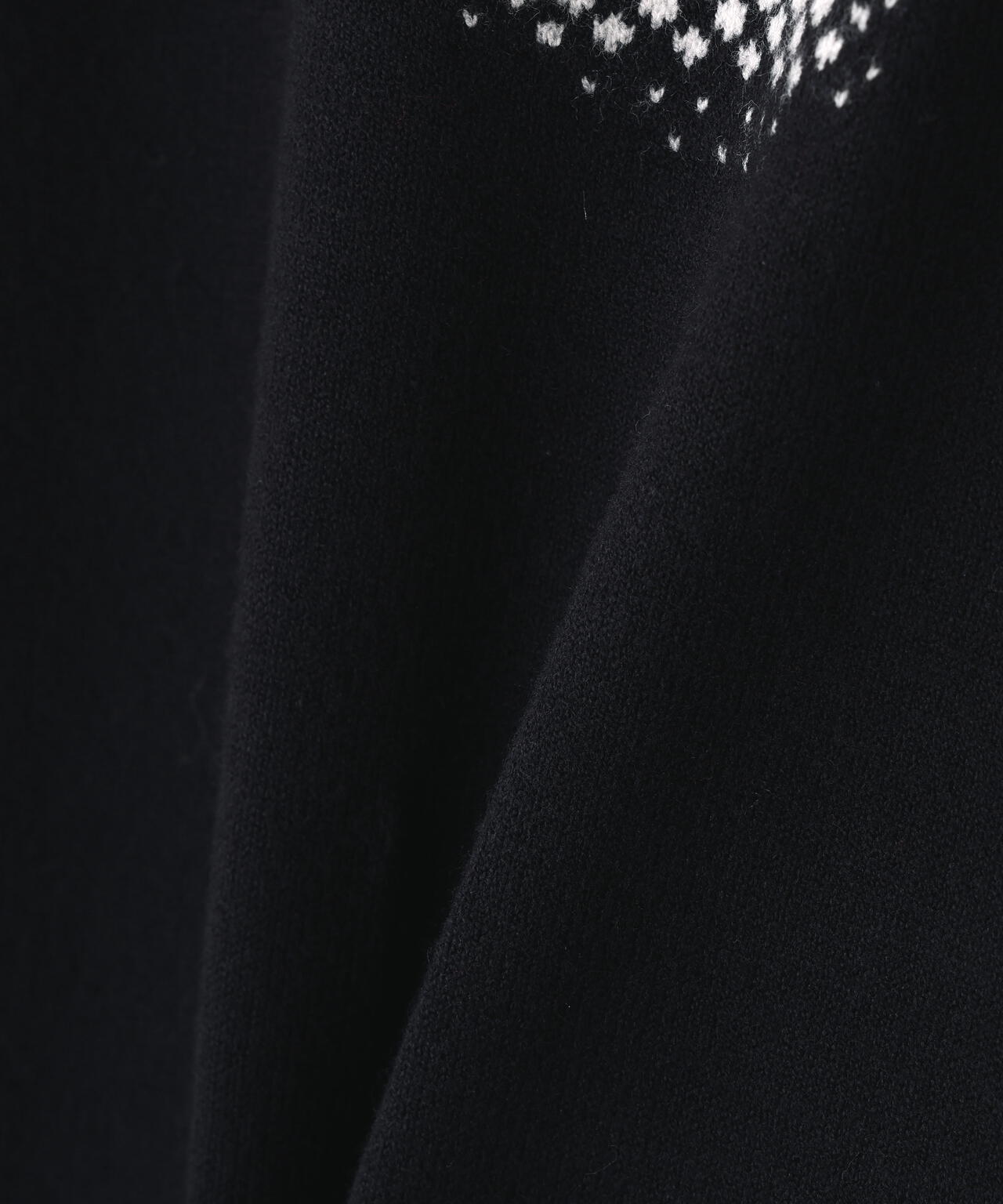 12G部分ジャガードカシミヤタッチコットンハイネックニットプルオーバー