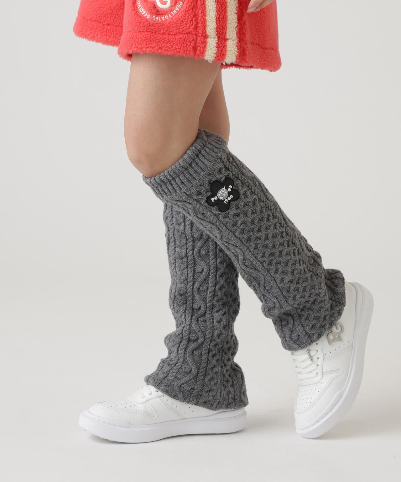 フラワーワッペンアラン編みニットレッグウォーマー (LADIES)