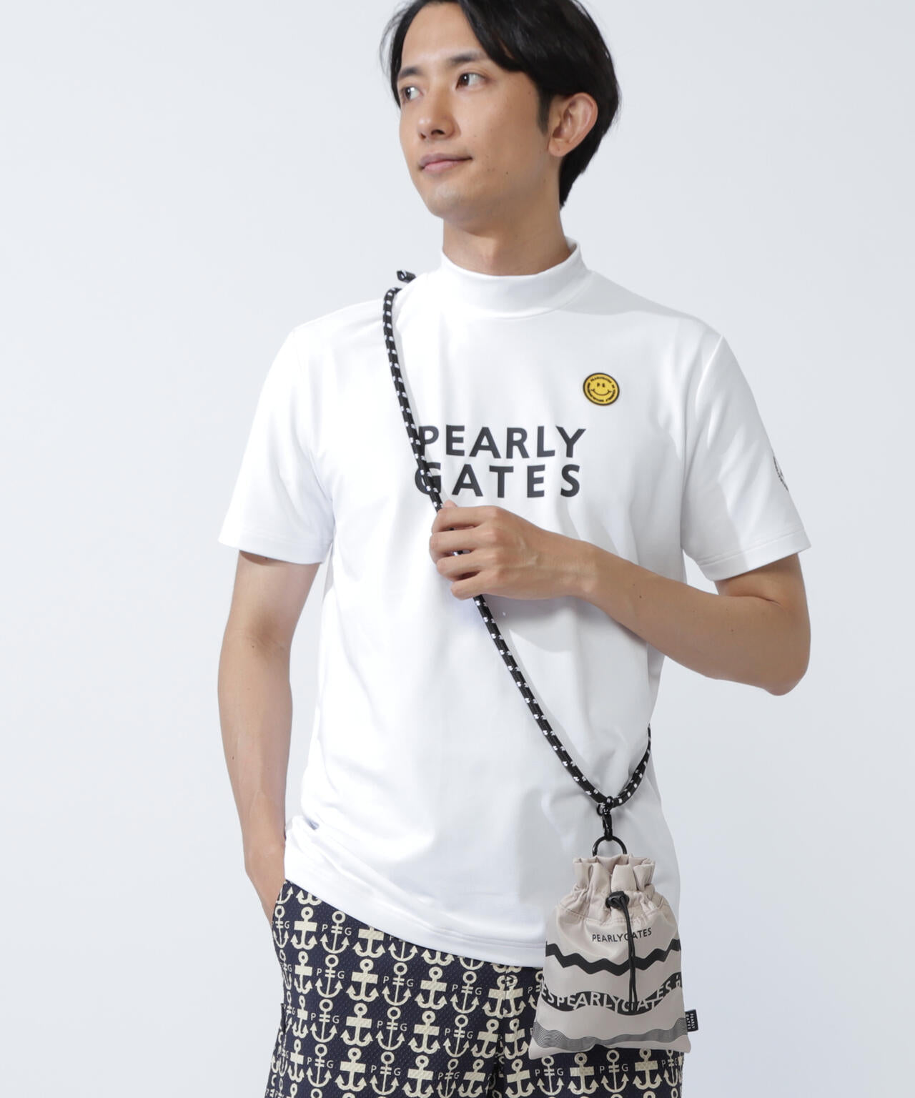 ウェーブロゴボーダーショルダーポーチ (UNISEX)