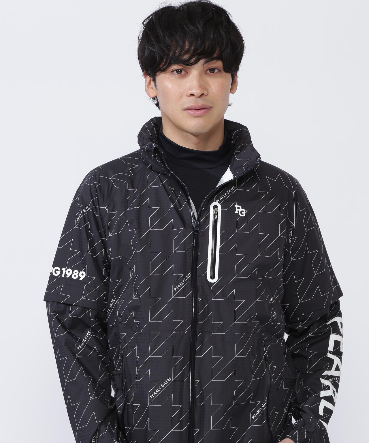 CRAFTEVOフルジップアップレインジャケット <ロゴ/千鳥柄> (MENS)